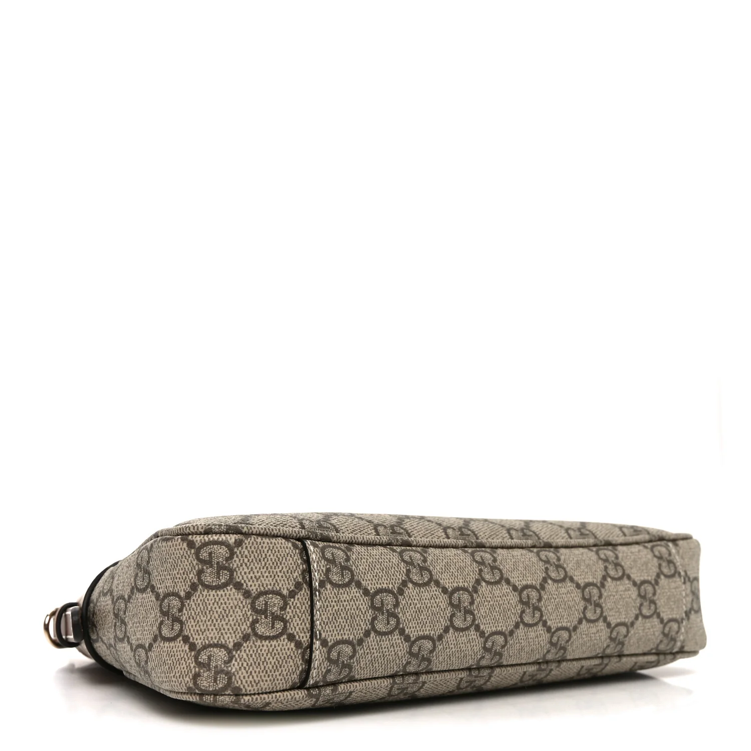 GG Supreme Monogram Textured Calfskin Small Emblem Shoulder Bag Beige Dark Brown - Image 4