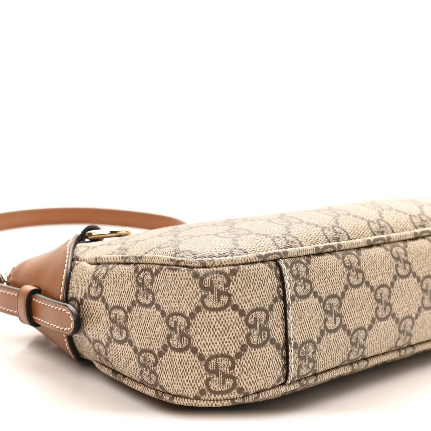 GG Supreme Monogram Textured Calfskin Small Emblem Shoulder Bag Beige Dark Brown - Image 8