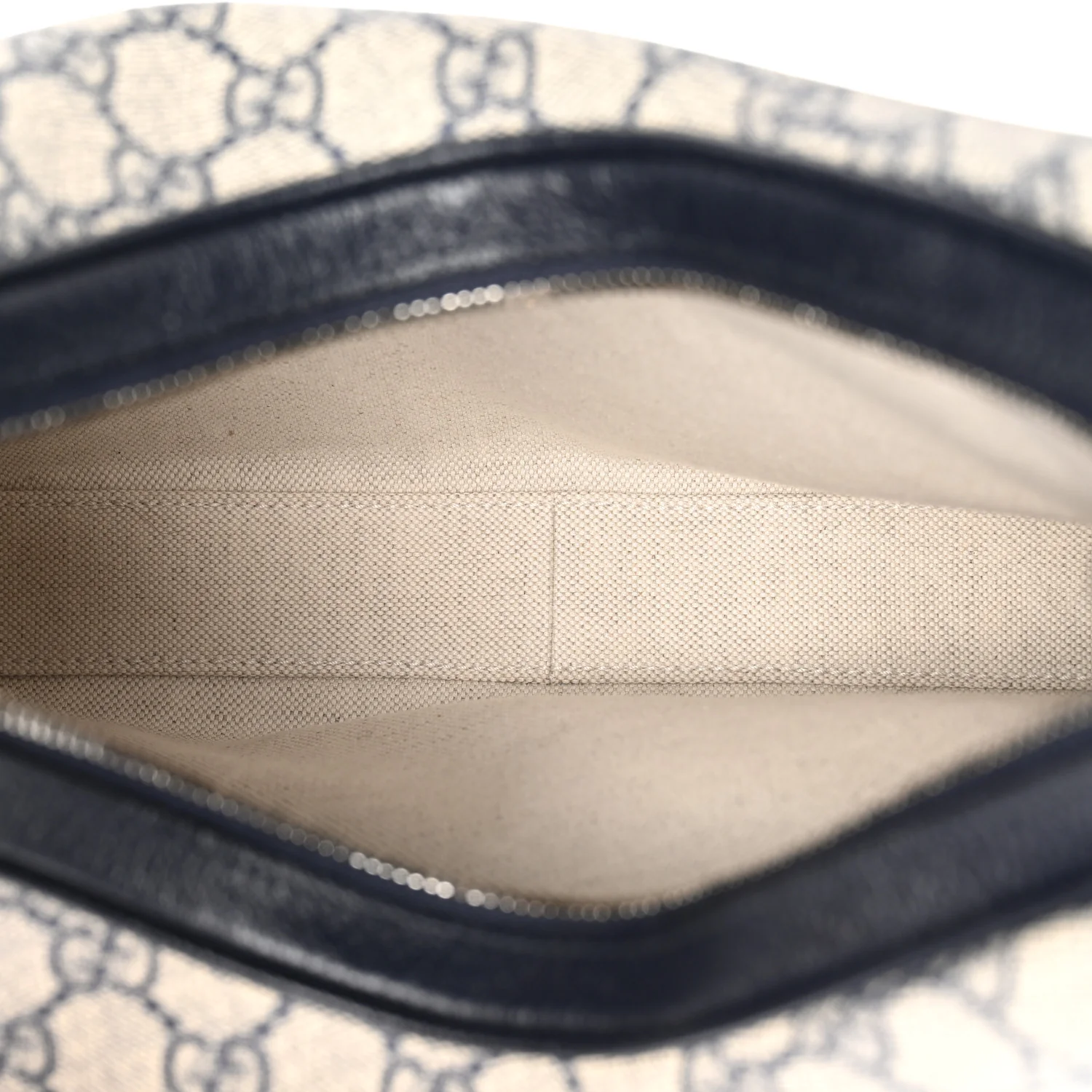 GG Supreme Monogram Textured Calfskin Web Large Attache Shoulder Bag Beige Blue - Image 5