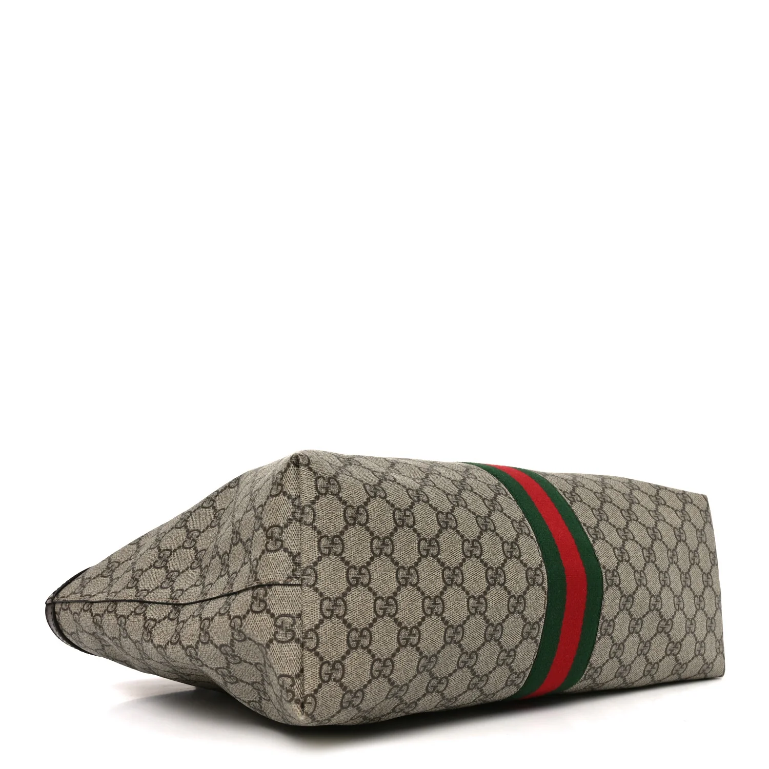 GG Supreme Monogram Textured Calfskin Web Medium Ophidia Shopping Tote Beige Ebony New Acero - Image 4