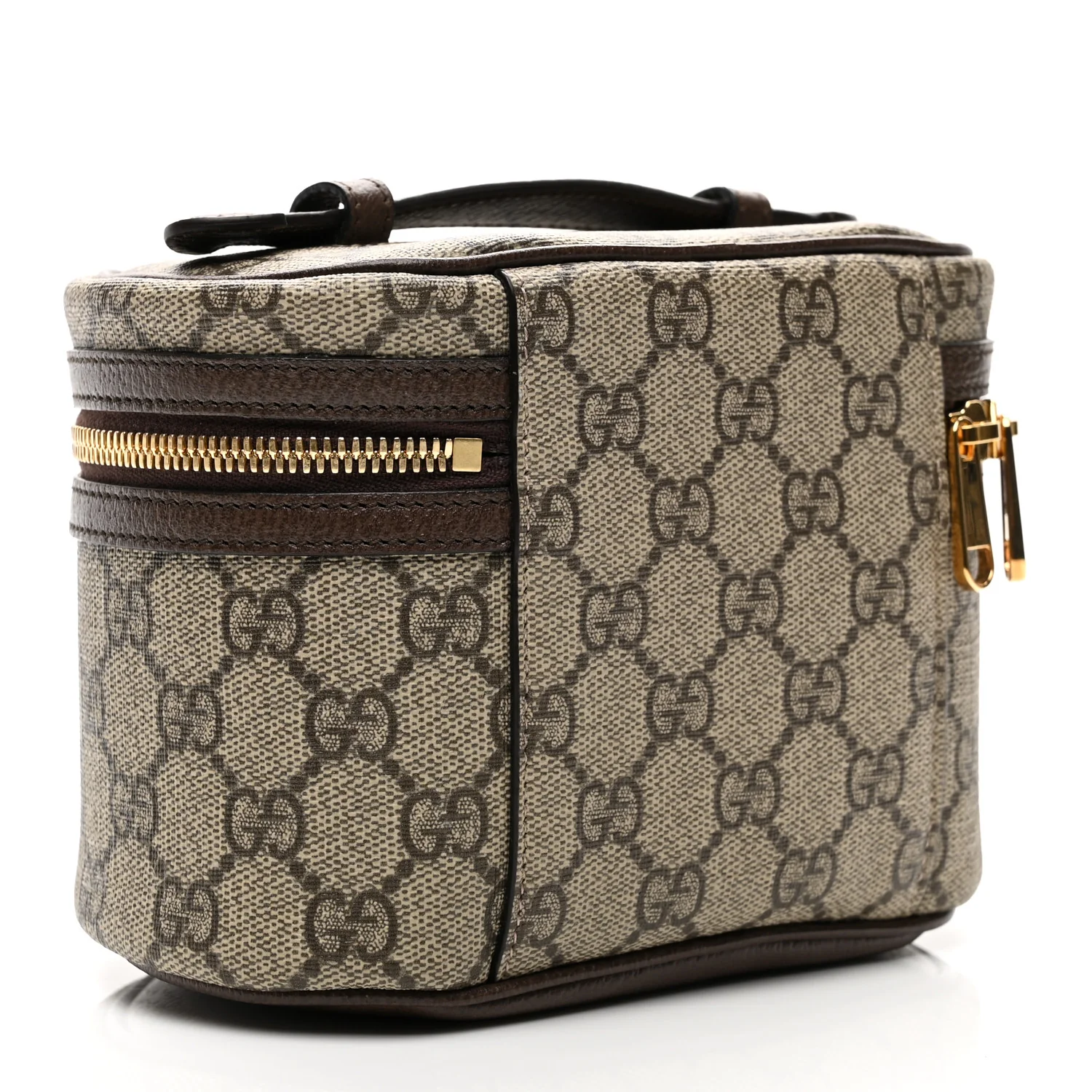 GG Supreme Monogram Textured Calfskin Web Ophidia Vanity Cosmetic Case Beige Ebony New Acero - Image 3