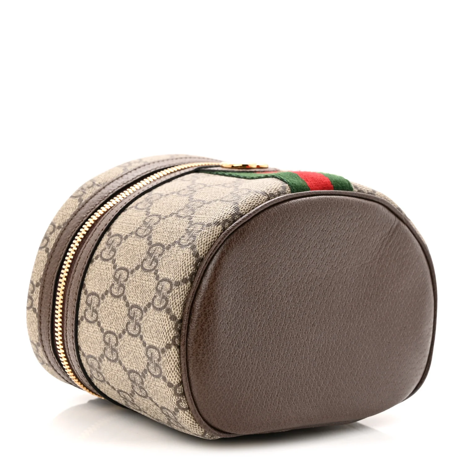 GG Supreme Monogram Textured Calfskin Web Ophidia Vanity Cosmetic Case Beige Ebony New Acero - Image 4