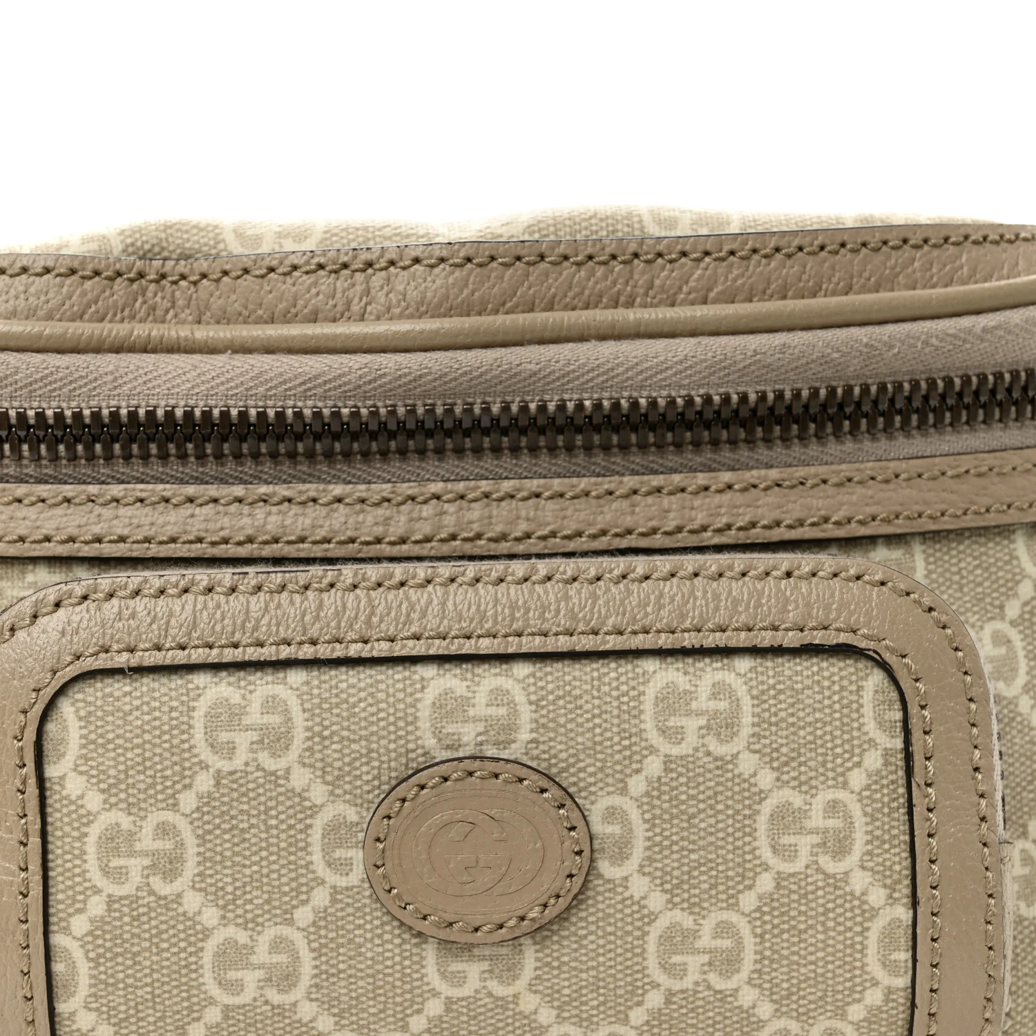 GG Supreme Monogram Textured Calfskin Web Retro Interlocking G Belt Bag Beige Mystic White Oatmeal - Image 8