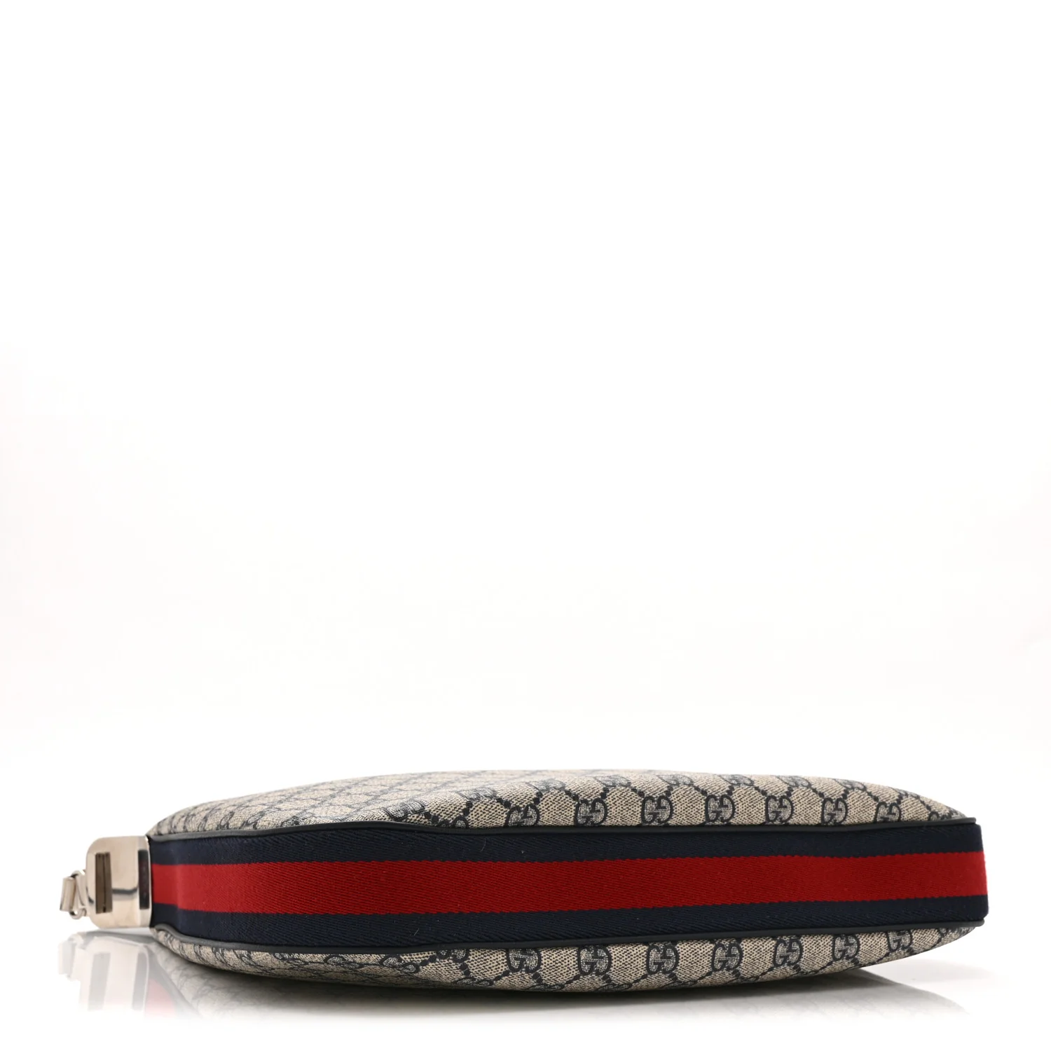 GG Supreme Monogram Textured Calfskin Web Small Attache Shoulder Bag Beige Blue - Image 4