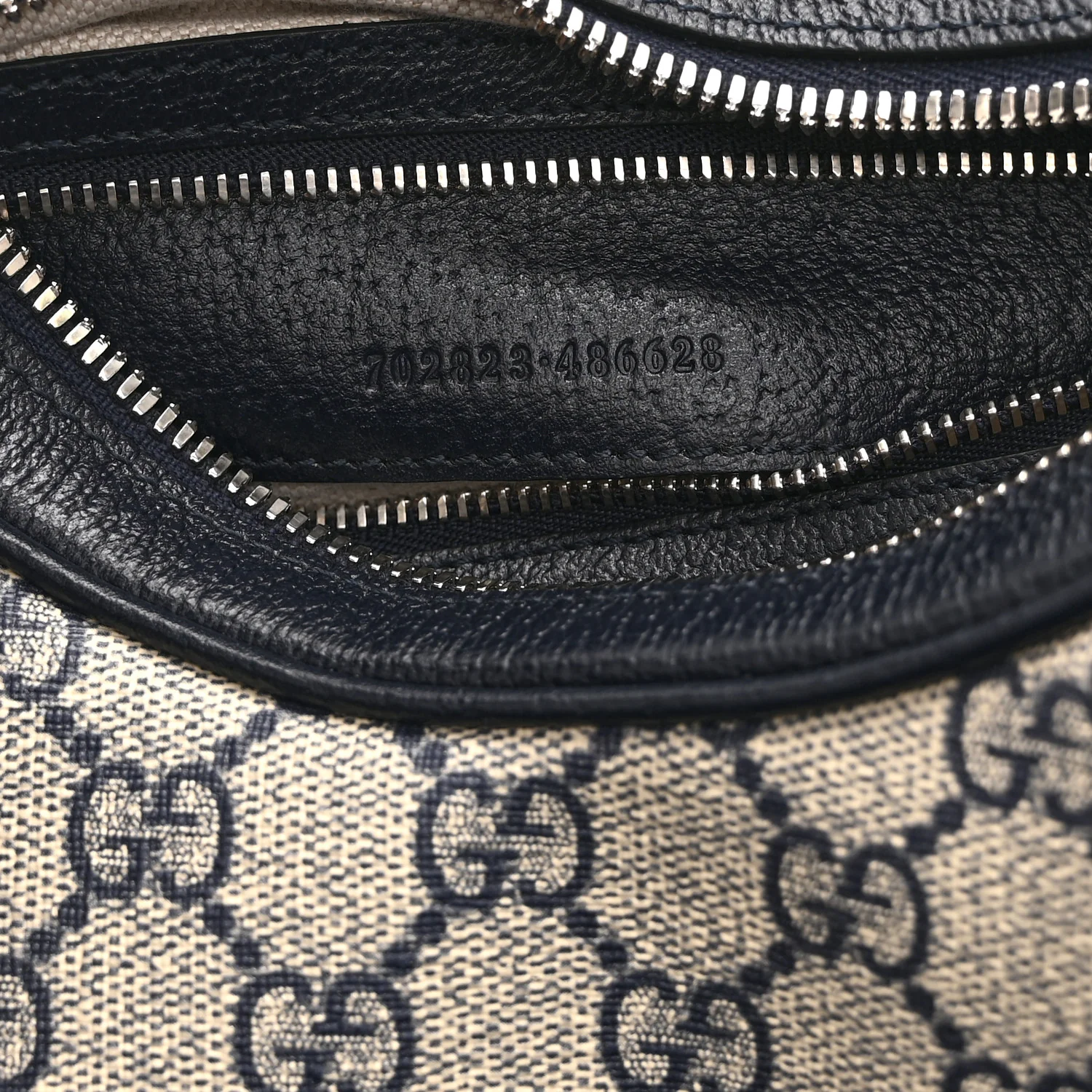 GG Supreme Monogram Textured Calfskin Web Small Attache Shoulder Bag Beige Blue - Image 7