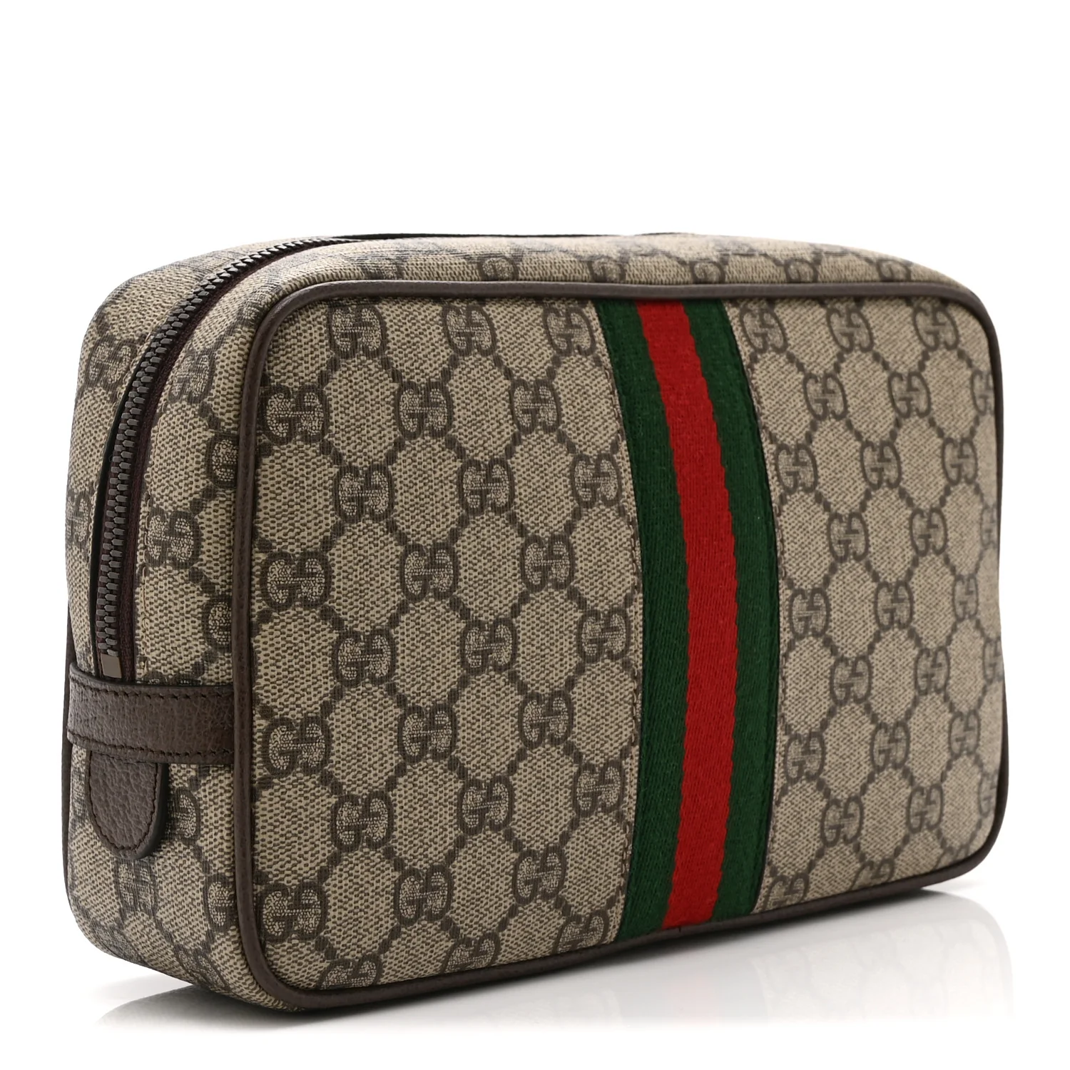 GG Supreme Monogram Textured Calfskin Web Small Cosmetic Case Beige Ebony New Acero - Image 3