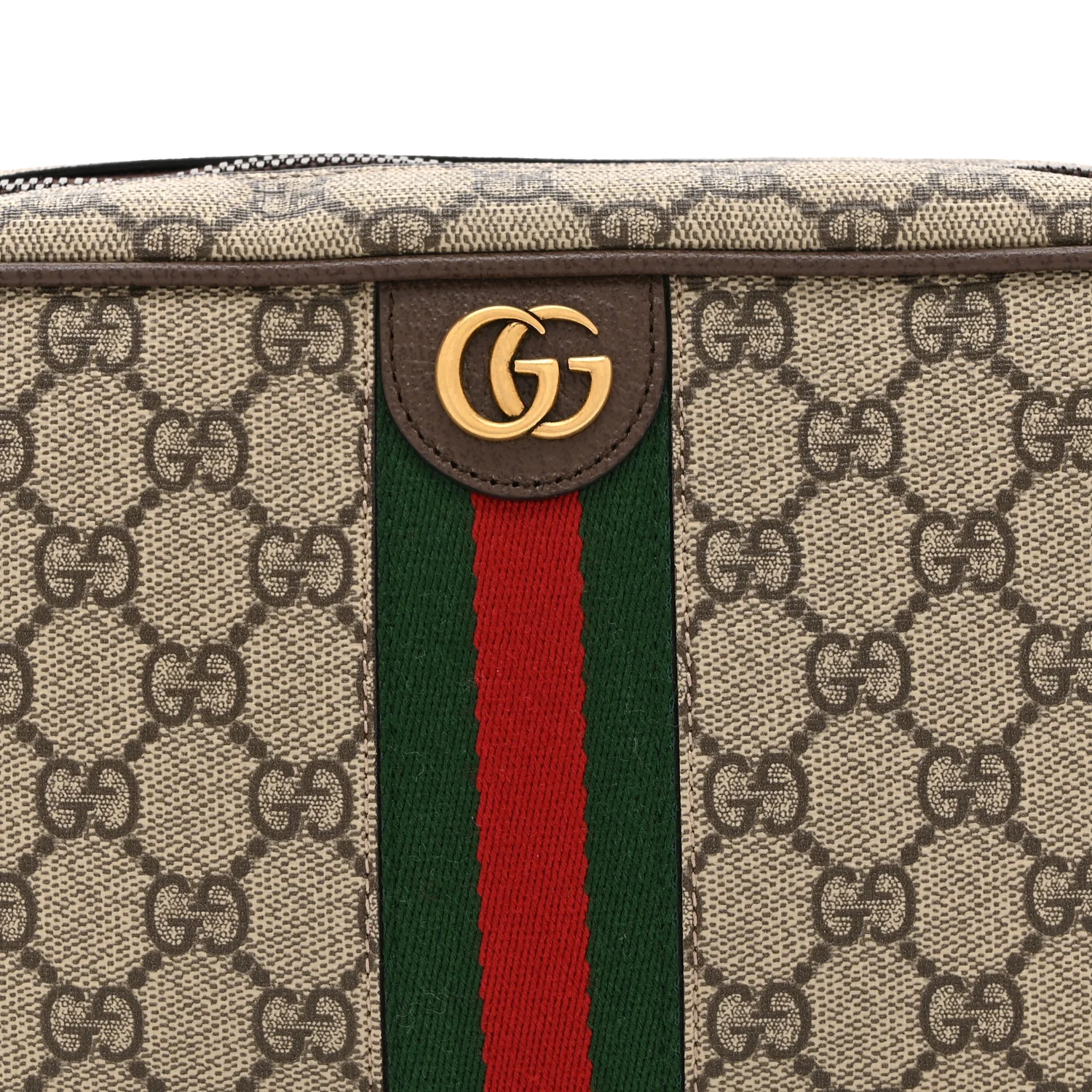 GG Supreme Monogram Textured Calfskin Web Small Cosmetic Case Beige Ebony New Acero - Image 8
