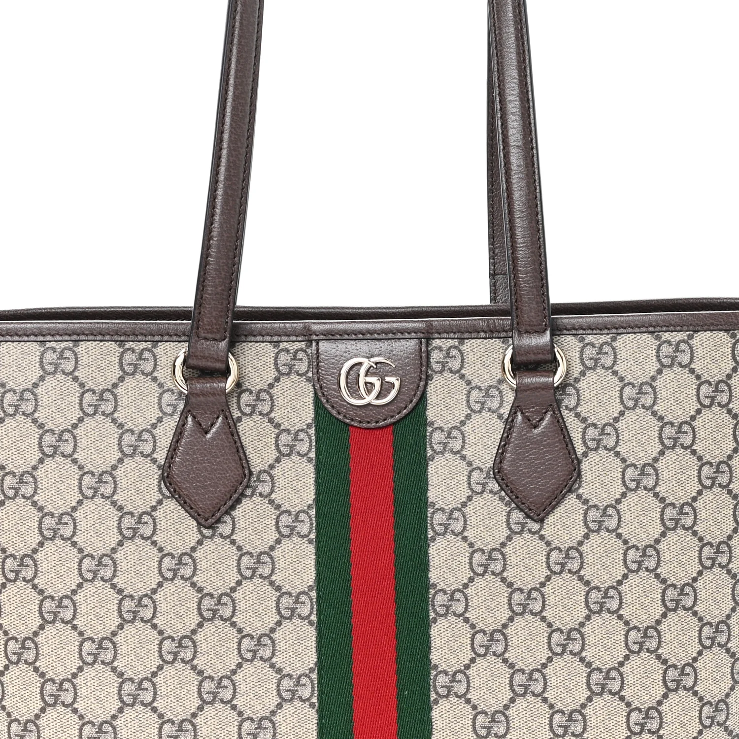 GG Supreme Monogram Textured Calfskin Web Small Ophidia Shoulder Tote Bag Beige Ebony New Acero - Image 8