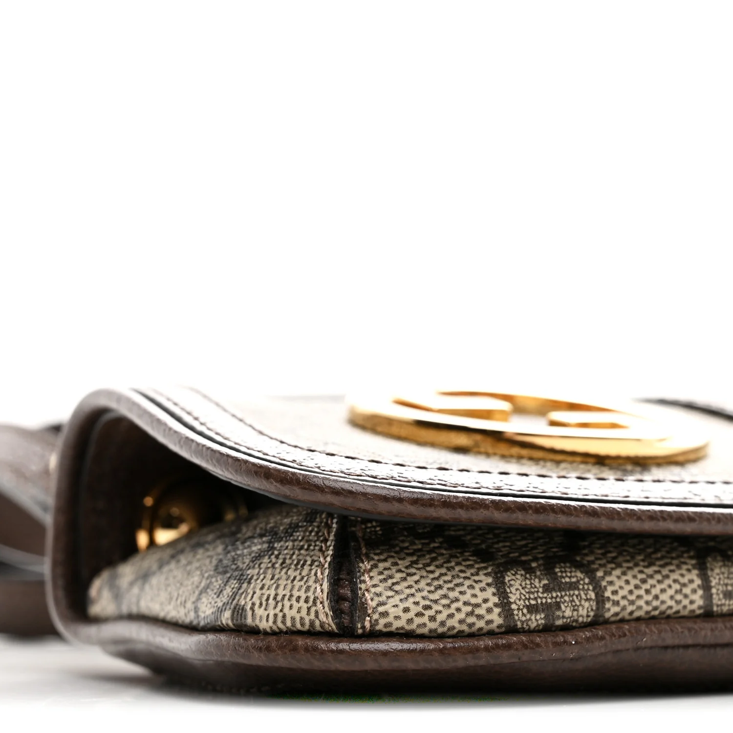GG Supreme Monogram Textured Dollar Calfskin Blondie Card Case Wallet with Strap Beige Ebony New Acero - Image 9