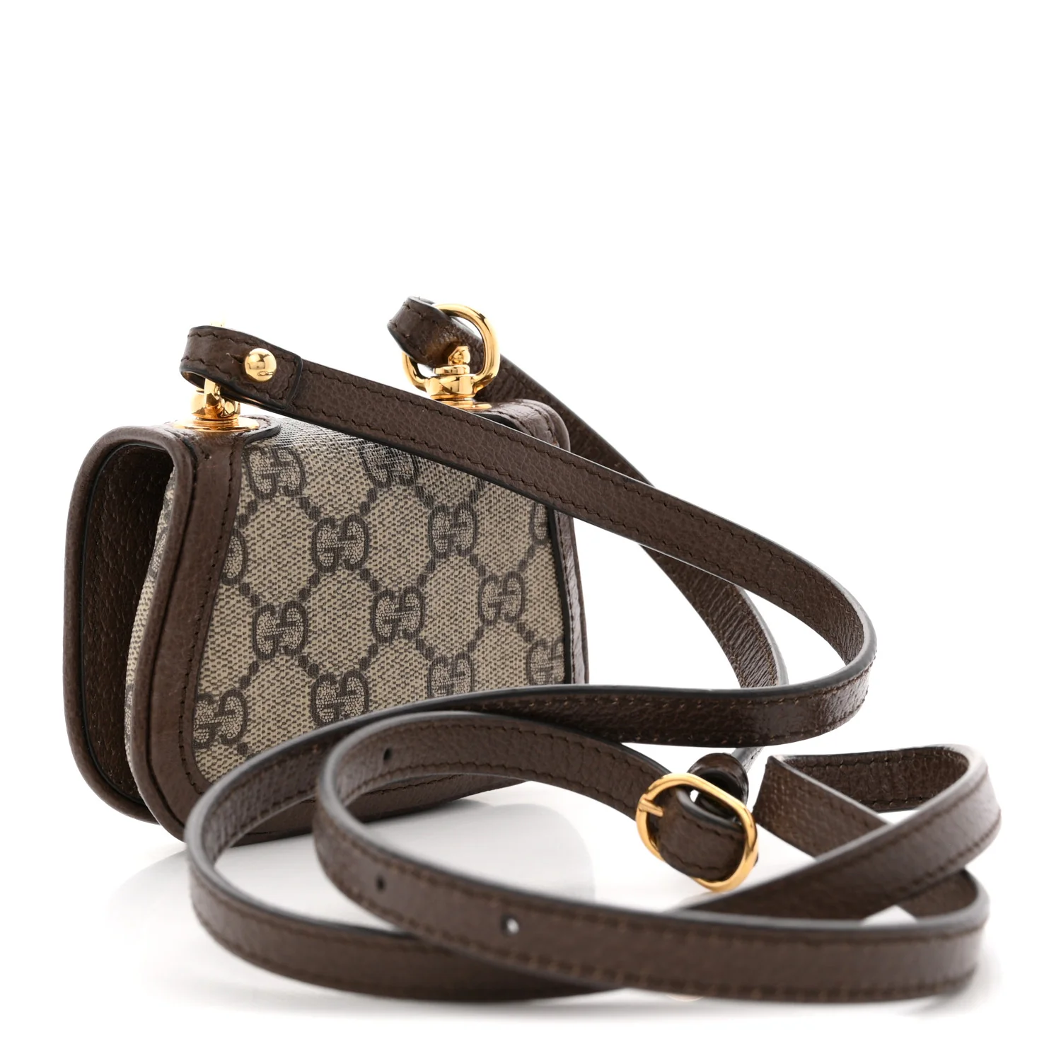 GG Supreme Monogram Textured Dollar Calfskin Blondie Card Case Wallet with Strap Beige Ebony New Acero - Image 3