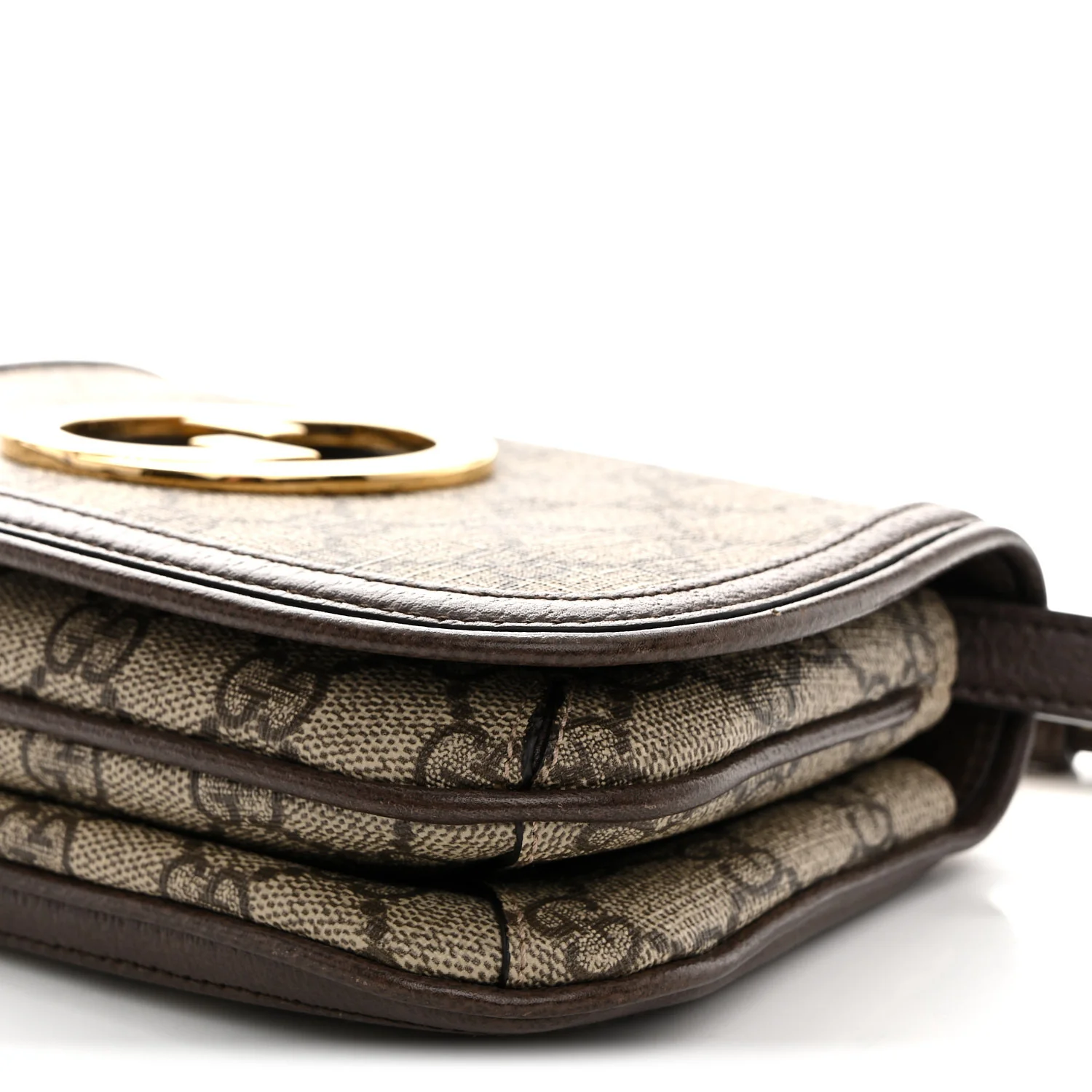 GG Supreme Monogram Textured Dollar Calfskin Mini Blondie Chain Shoulder Flap Bag Beige Ebony New Acero - Image 10