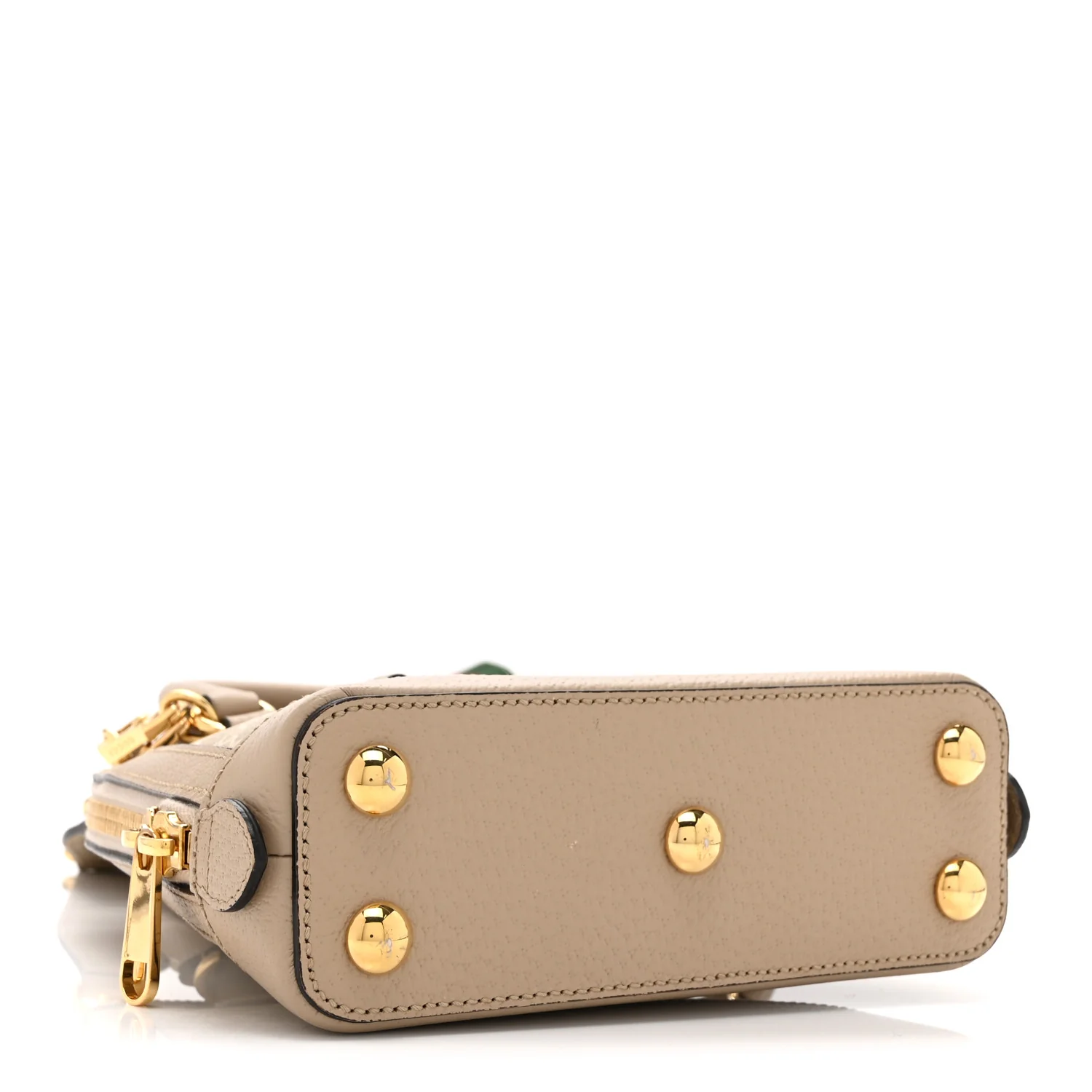 GG Supreme Monogram Textured Dollar Calfskin Mini Horsebit 1955 Top Handle Bag Beige Mystic White Oatmeal - Image 4