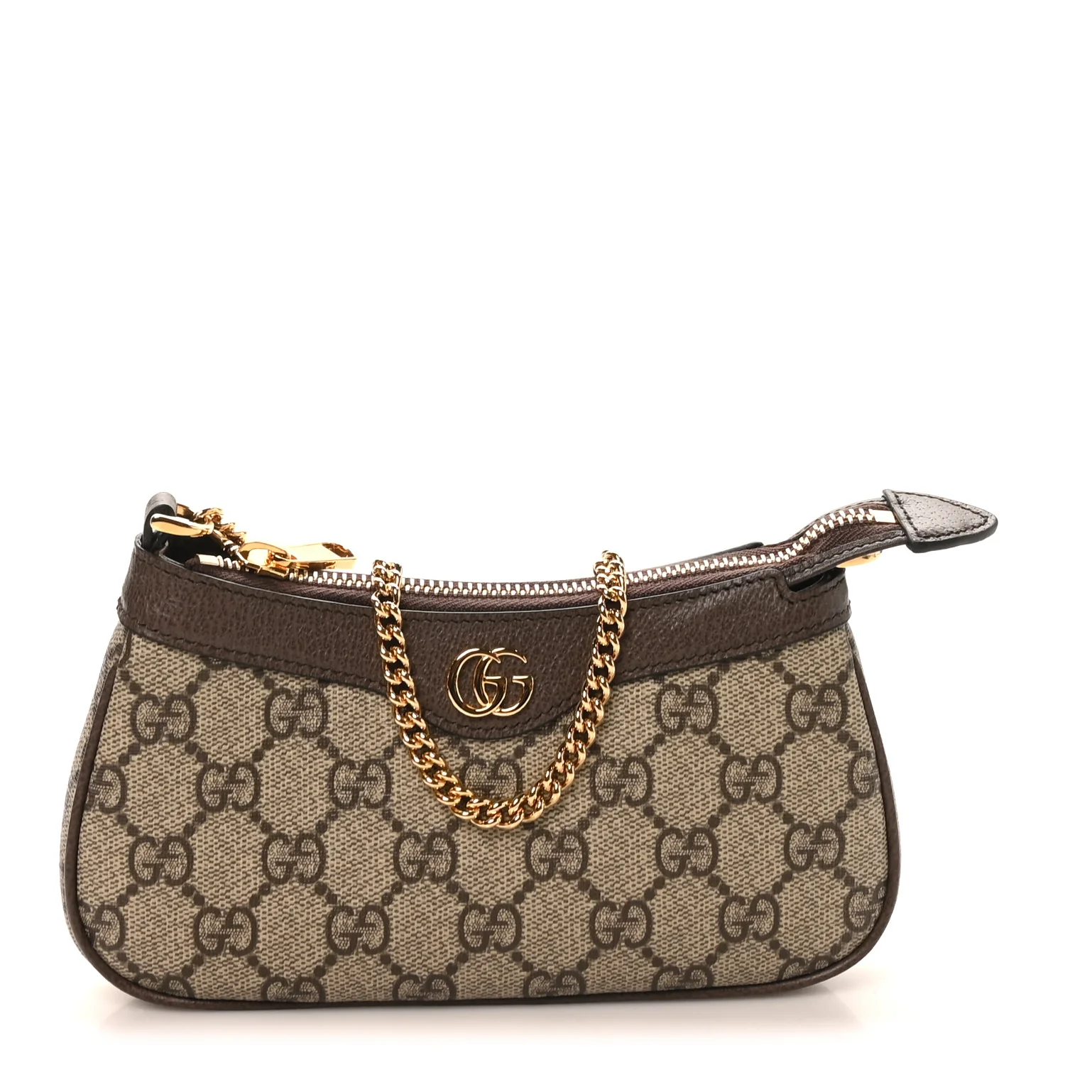 GG Supreme Monogram Textured Dollar Calfskin Mini Ophidia Chain Bag Beige Ebony