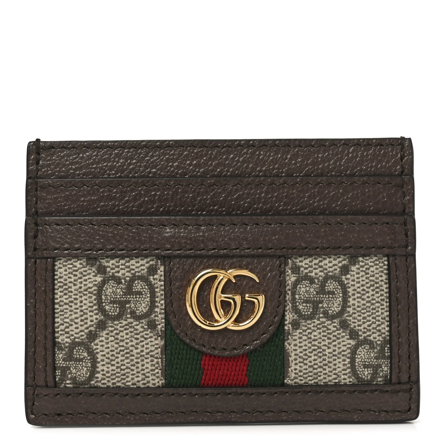 GG Supreme Monogram Textured Dollar Calfskin Ophidia Card Holder Beige Ebony New Acero