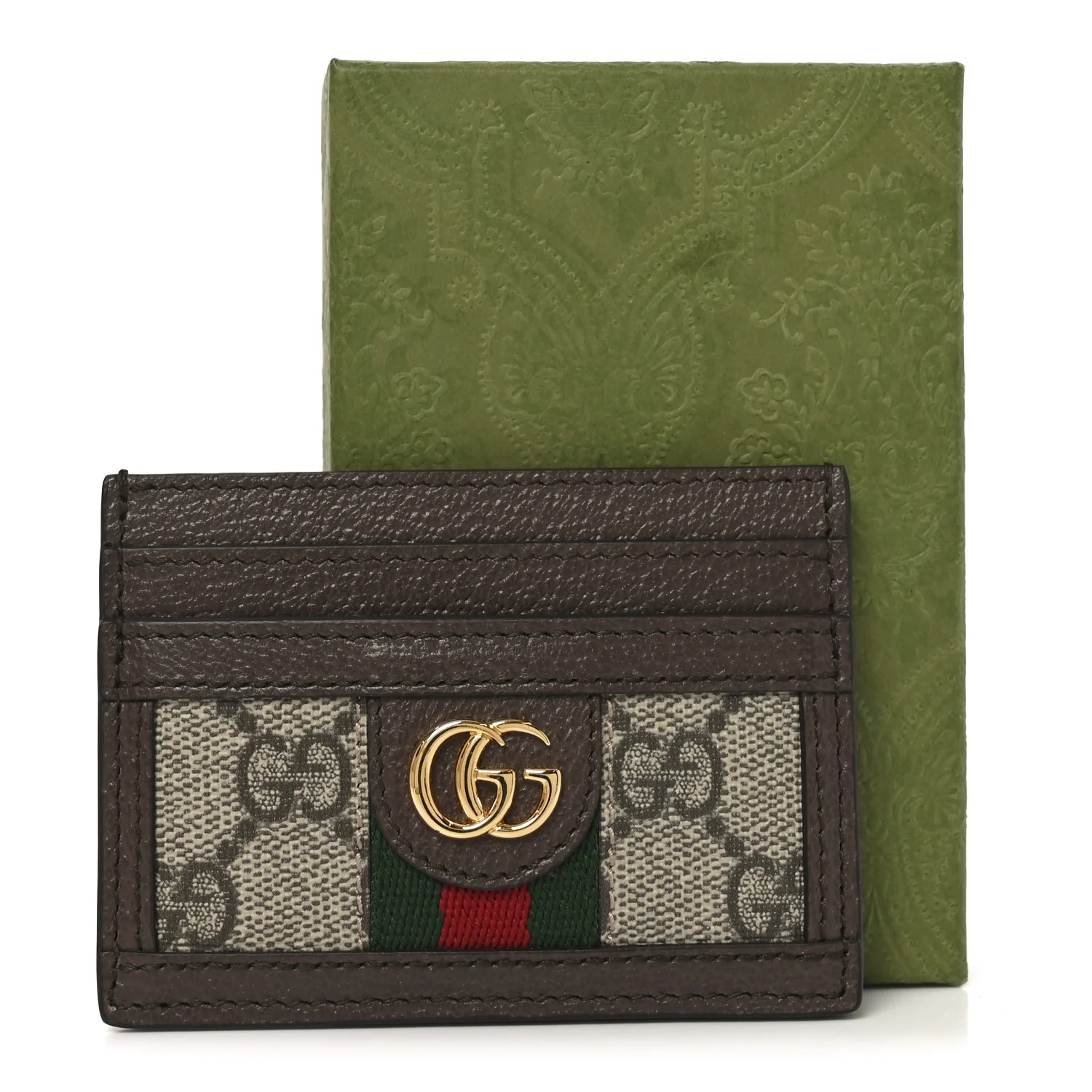 GG Supreme Monogram Textured Dollar Calfskin Ophidia Card Holder Beige Ebony New Acero - Image 7