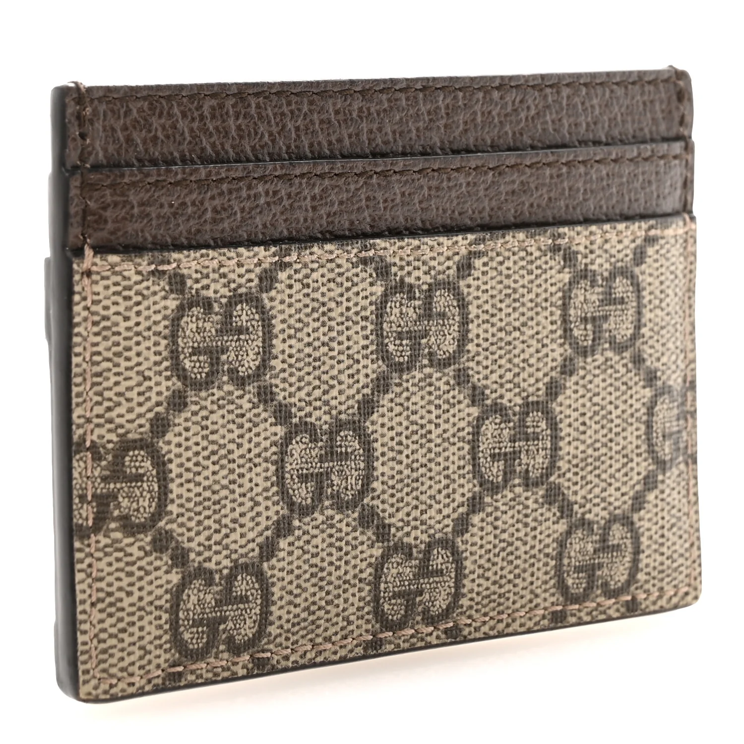 GG Supreme Monogram Textured Dollar Calfskin Ophidia Card Holder Beige Ebony New Acero - Image 3