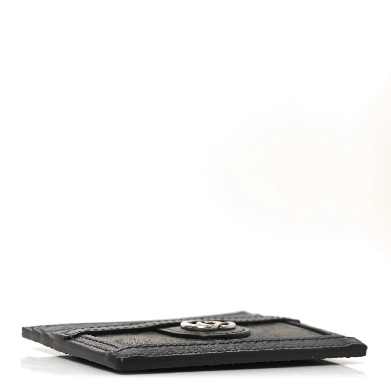GG Supreme Monogram Textured Dollar Calfskin Ophidia Card Holder Grey Black Graphite Grey - Image 4