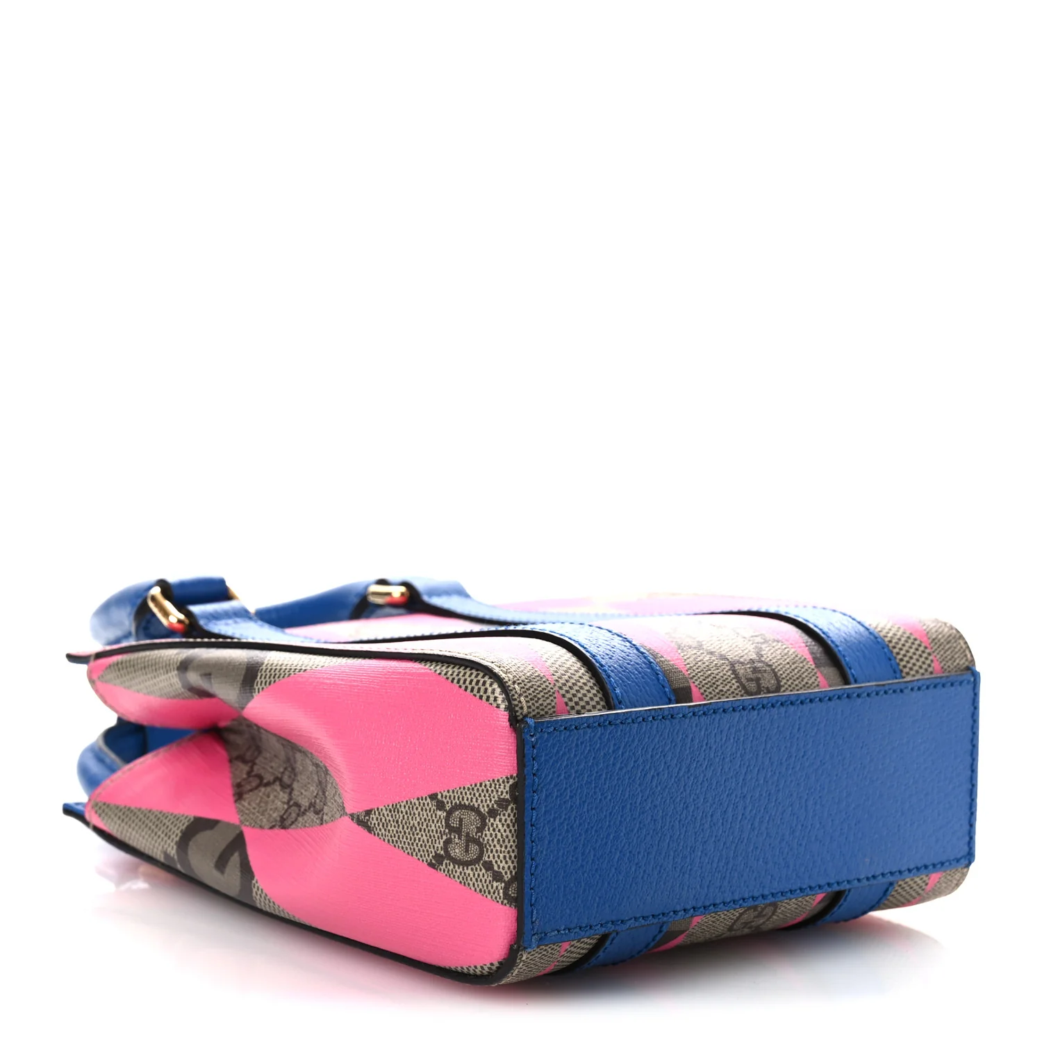 GG Supreme Monogram Textured Dollar Calfskin Rhombus Mini Tote Bag Beige Ebony Pink Blue - Image 4