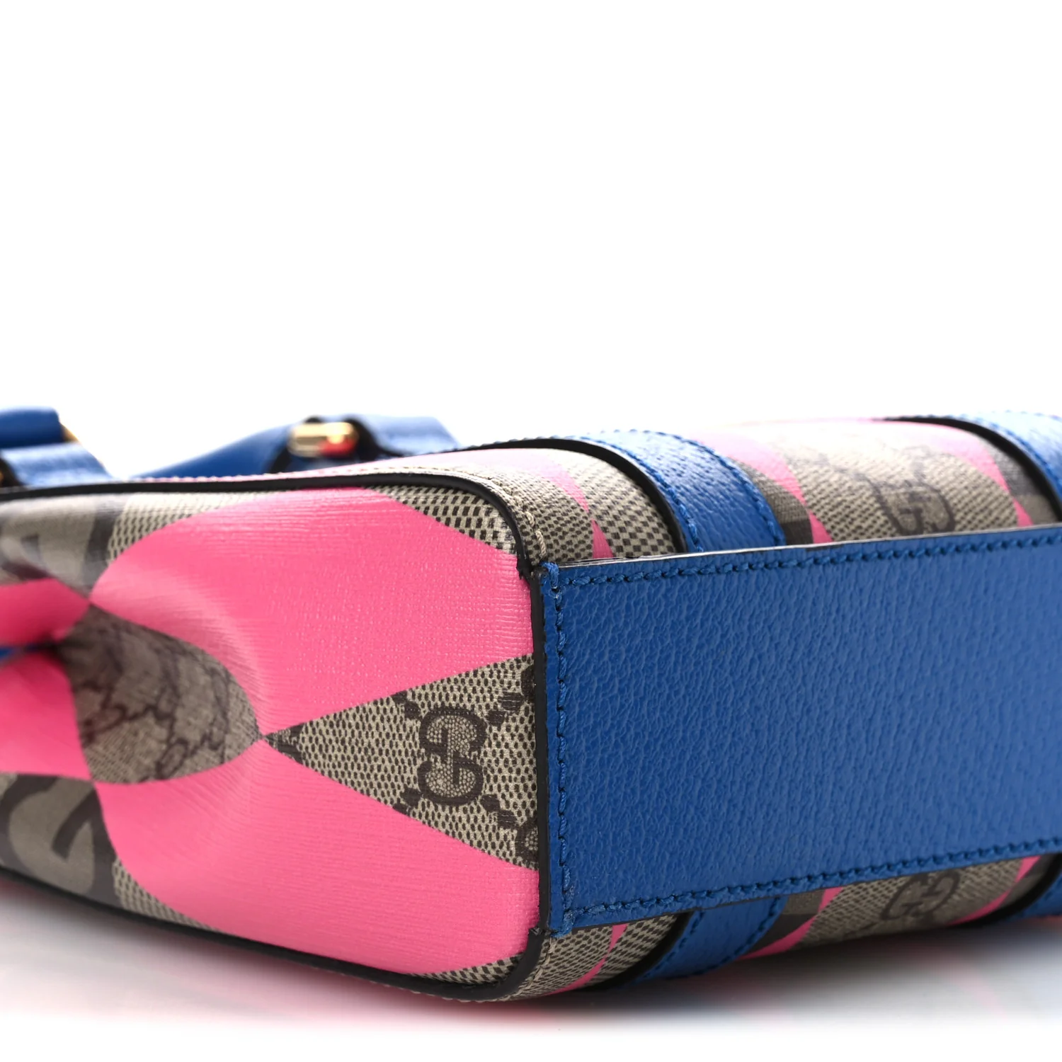 GG Supreme Monogram Textured Dollar Calfskin Rhombus Mini Tote Bag Beige Ebony Pink Blue - Image 9