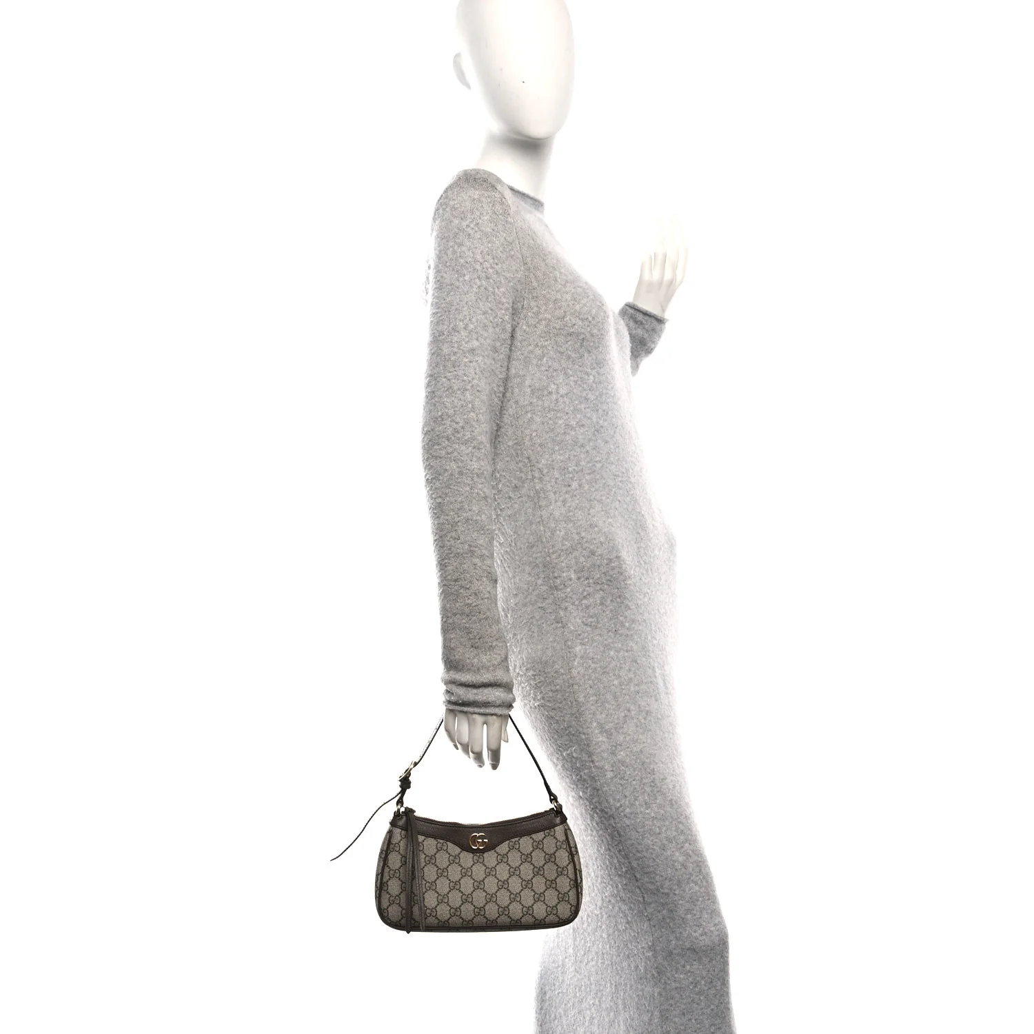 GG Supreme Monogram Textured Dollar Calfskin Small Ophidia Hobo Beige Ebony New Acero - Image 2