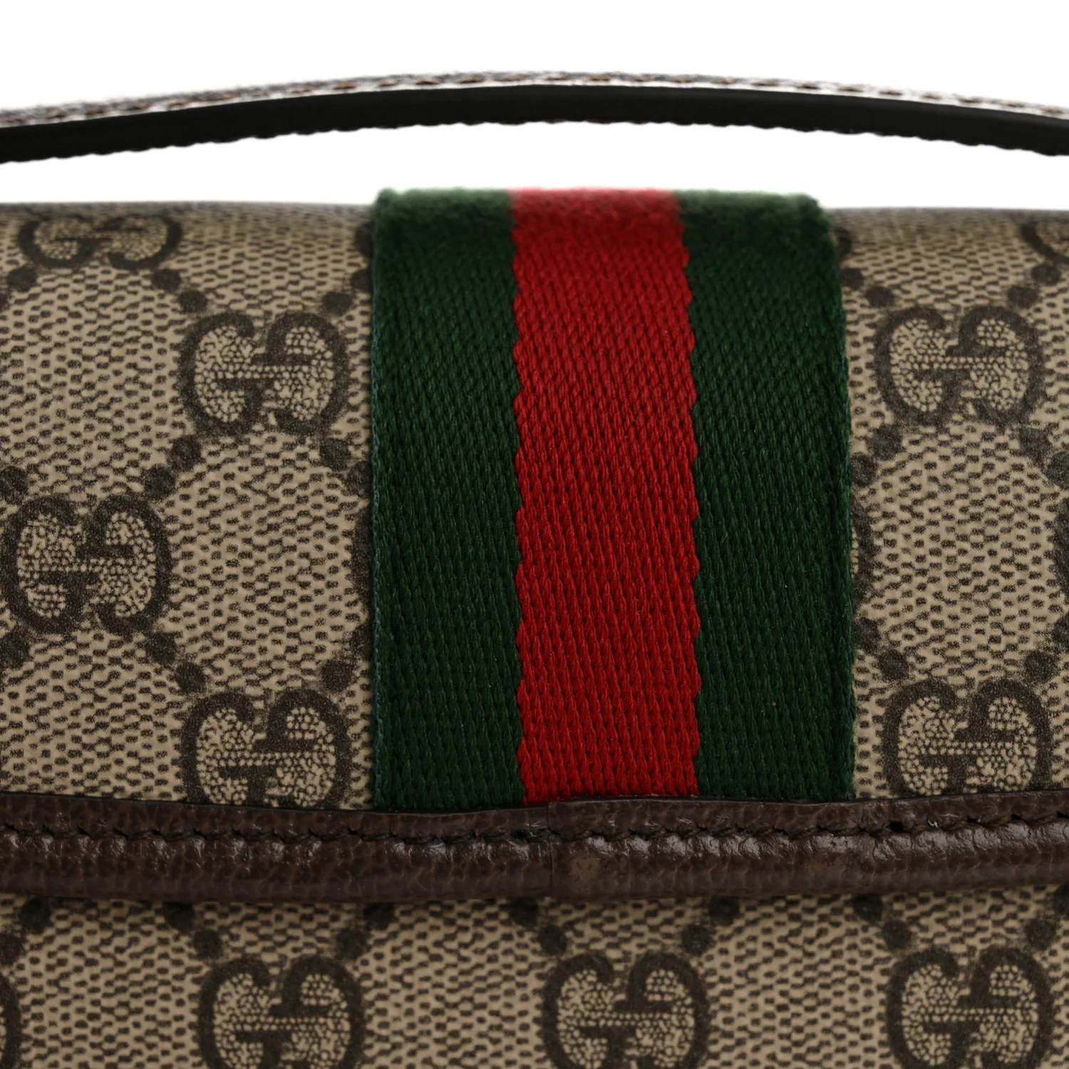 GG Supreme Monogram Textured Dollar Calfskin Small Ophidia Top Handle Shoulder Bag Beige Brown - Image 12