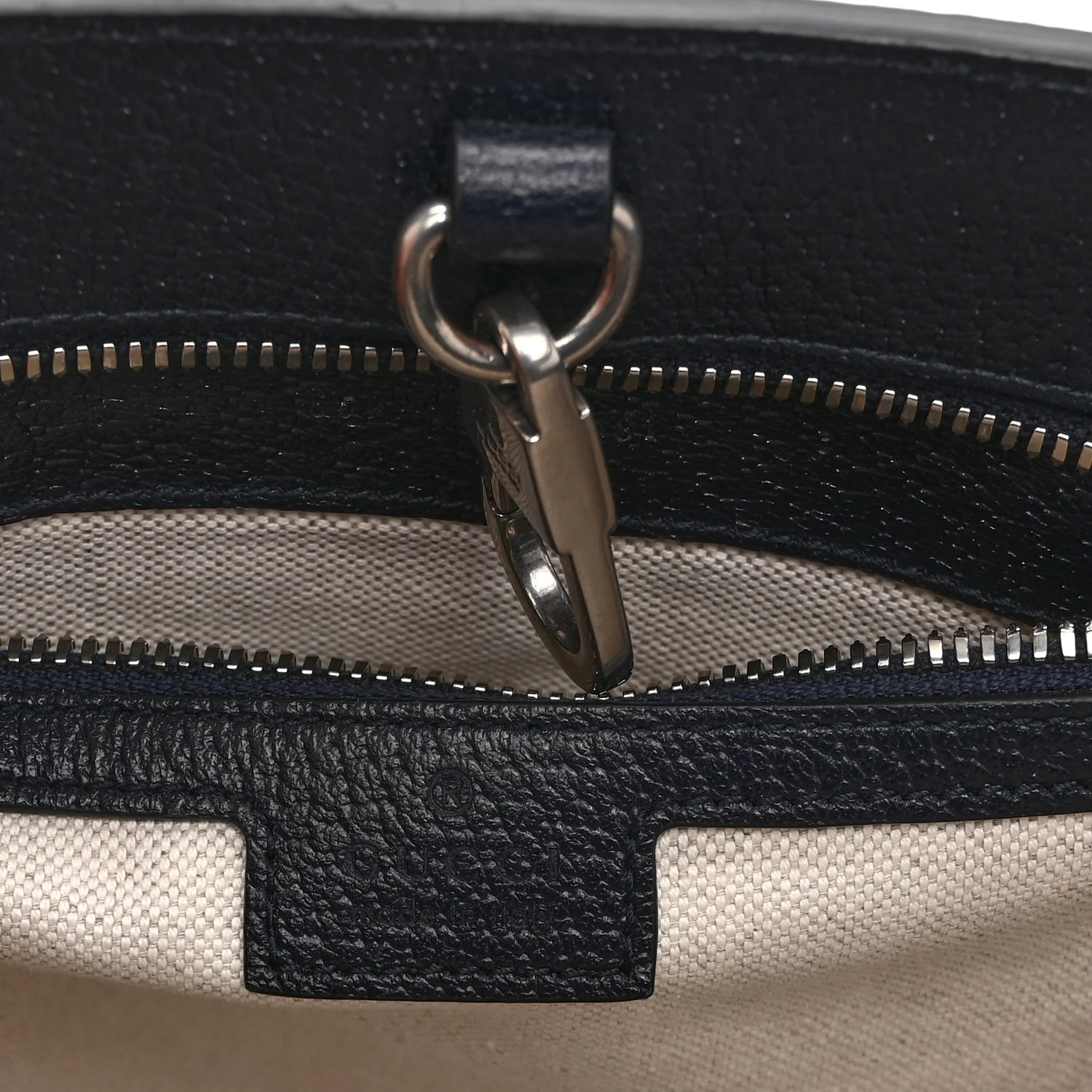 GG Supreme Monogram Textured Dollar Calfskin Small Retro Interlocking G Tote Bag Beige Blue - Image 6