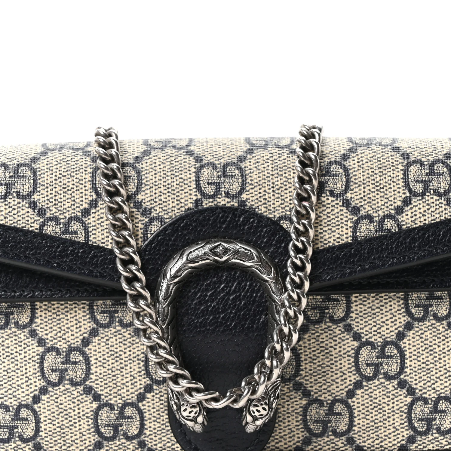 GG Supreme Monogram Textured Dollar Calfskin Super Mini Dionysus Shoulder Bag Beige Blue - Image 15
