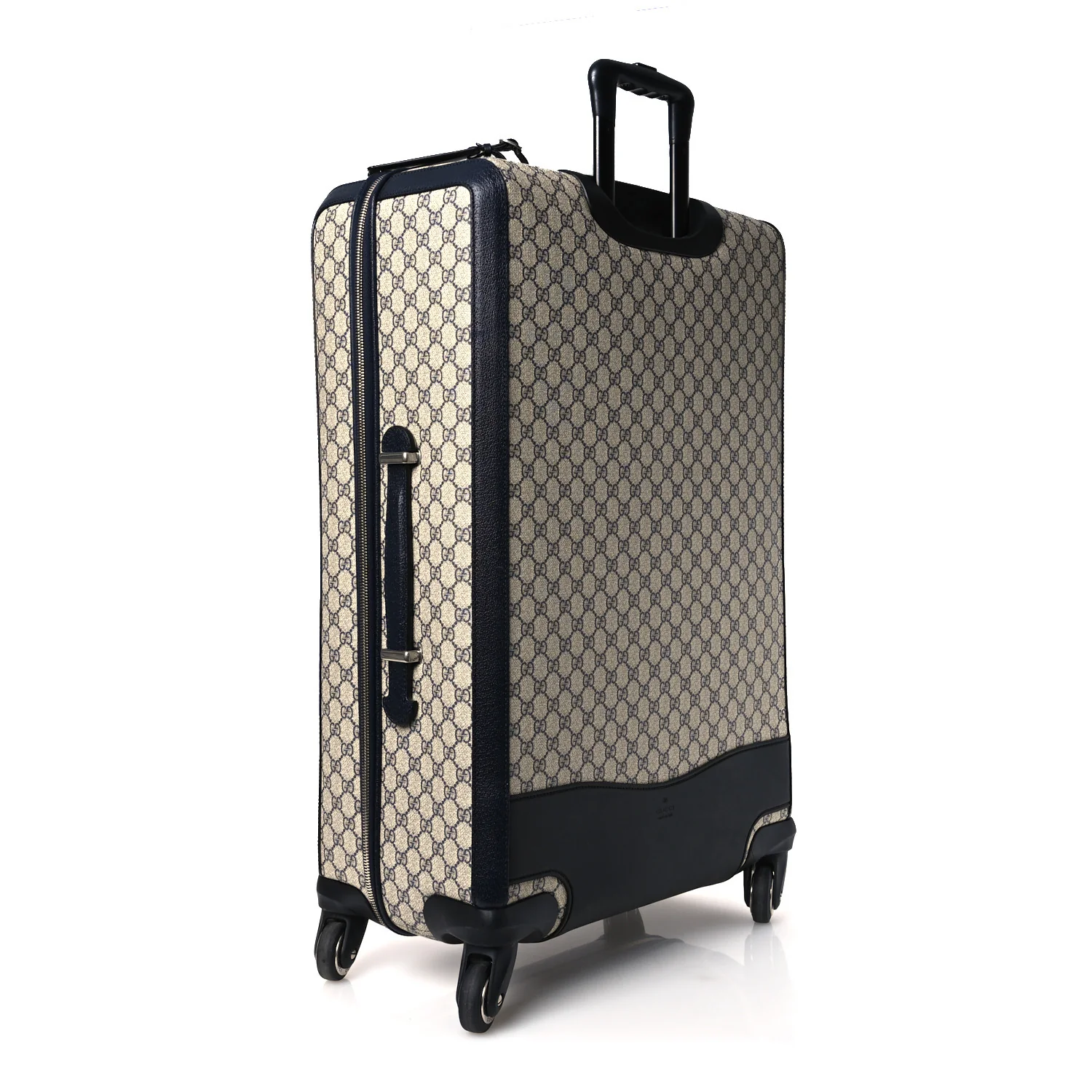 GG Supreme Monogram Textured Dollar Calfskin Web Large Savoy Trolley Suitcase Beige Blue - Image 2