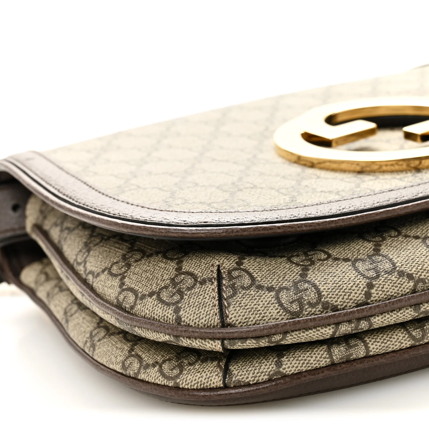GG Supreme Monogram Textured Dollar Calfskin Web Medium Blondie Shoulder Flap Bag Beige Ebony New Acero - Image 17