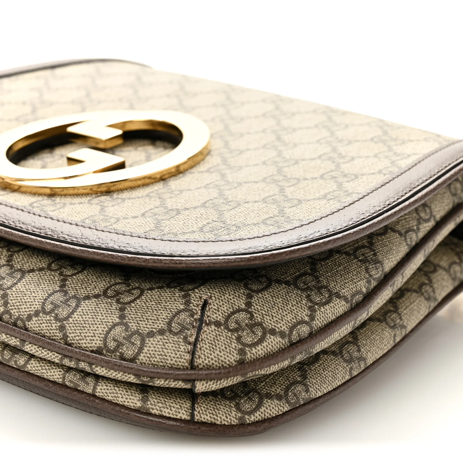 GG Supreme Monogram Textured Dollar Calfskin Web Medium Blondie Shoulder Flap Bag Beige Ebony New Acero - Image 18