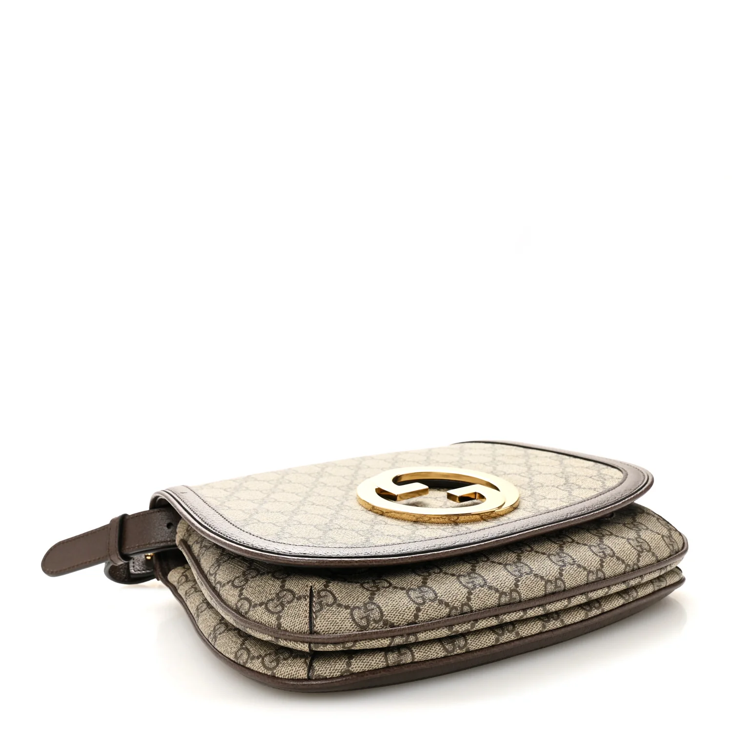 GG Supreme Monogram Textured Dollar Calfskin Web Medium Blondie Shoulder Flap Bag Beige Ebony New Acero - Image 7