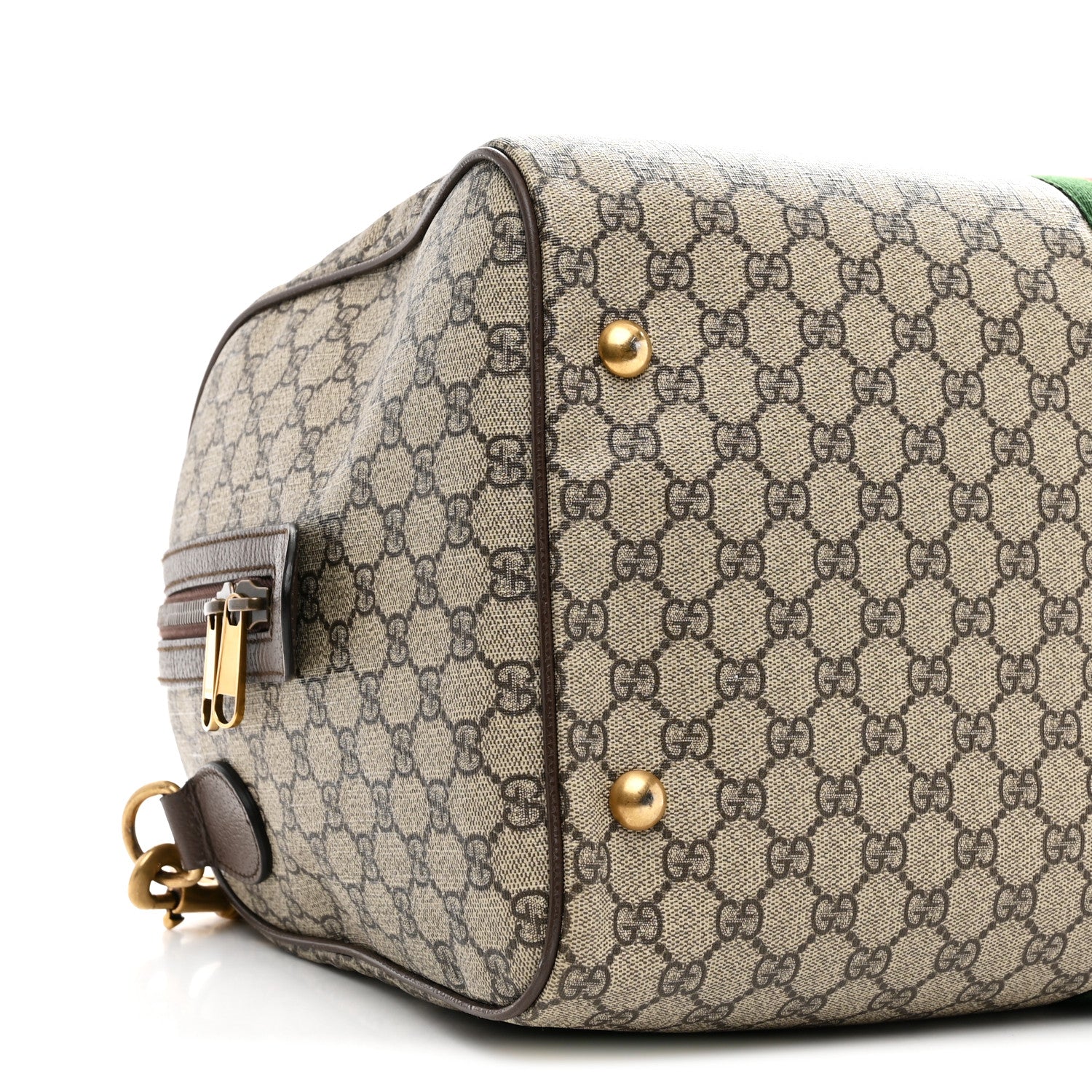 GG Supreme Monogram Textured Dollar Calfskin Web Medium Ophidia Carry-On Duffle Bag Beige Ebony New Acero - Image 9