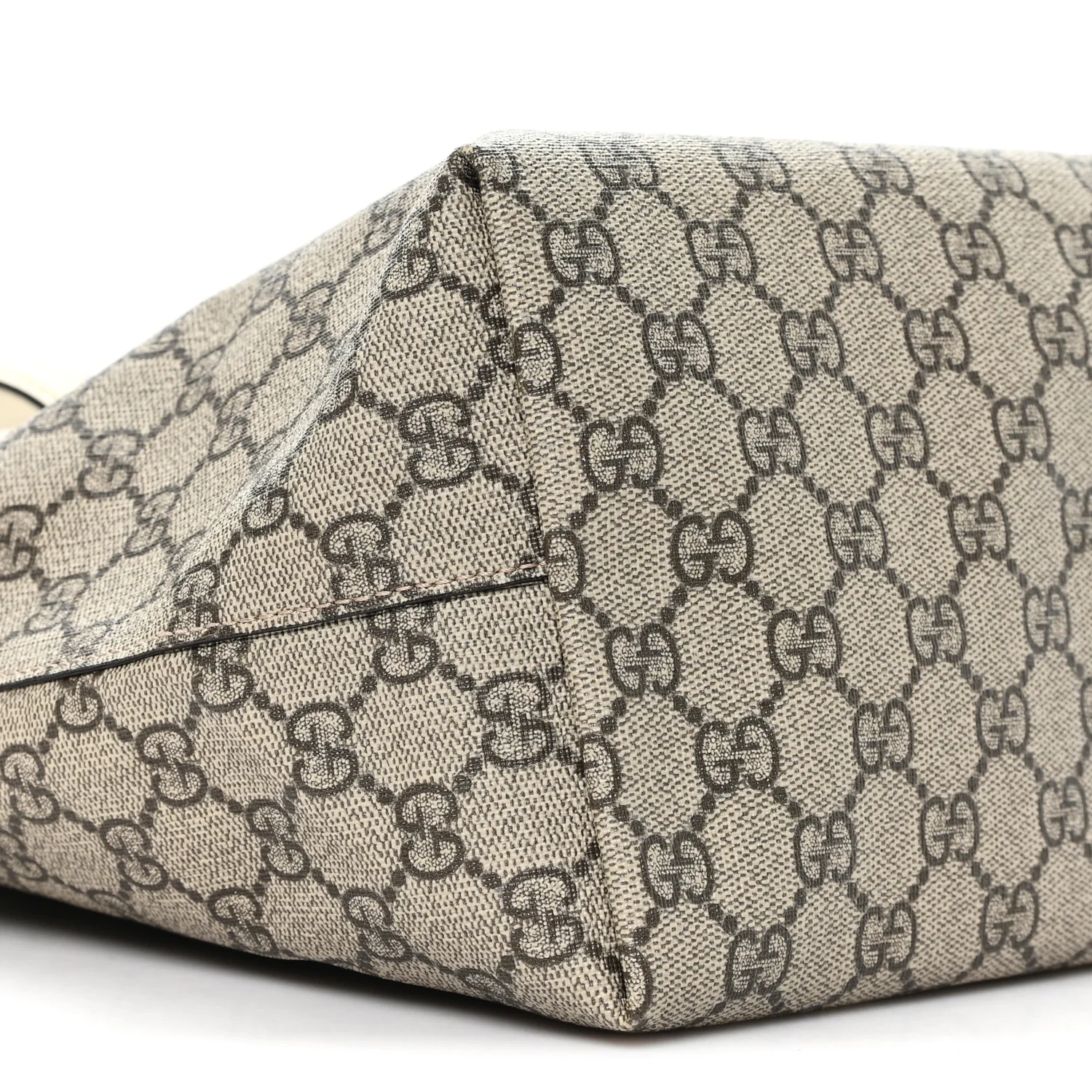 GG Supreme Monogram Textured Dollar Calfskin Web Medium Ophidia Shopping Tote Beige Ebony Mystic White - Image 8