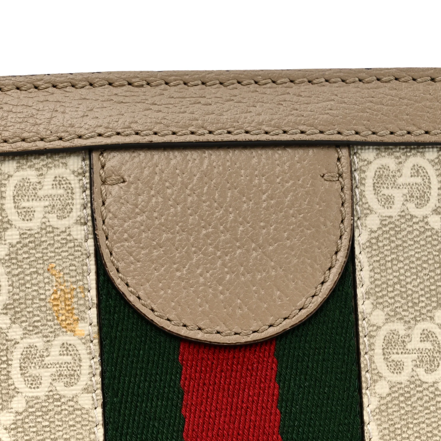 GG Supreme Monogram Textured Dollar Calfskin Web Medium Ophidia Shopping Tote Beige Mystic White Oatmeal - Image 12