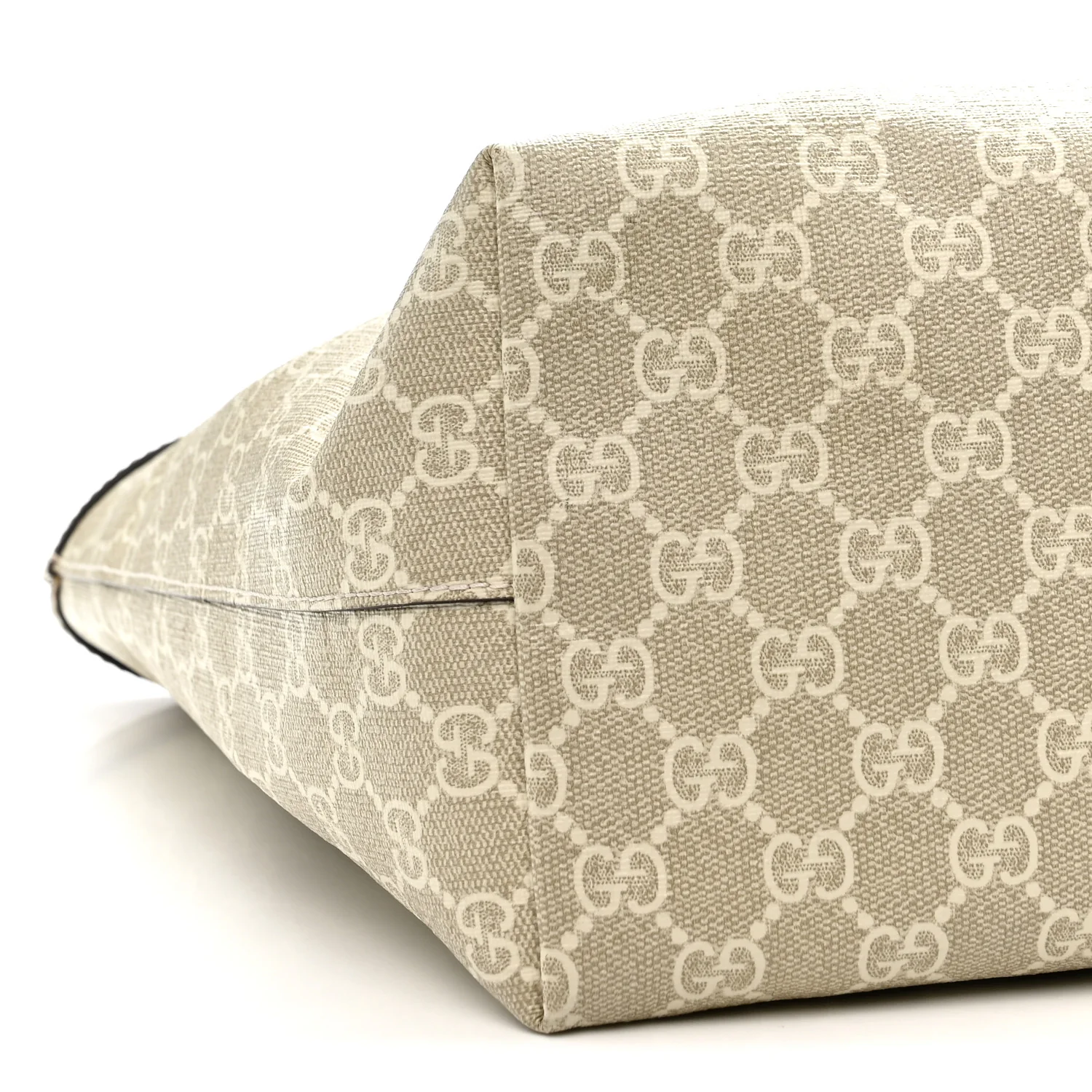 GG Supreme Monogram Textured Dollar Calfskin Web Medium Ophidia Shopping Tote Beige Mystic White Oatmeal - Image 9