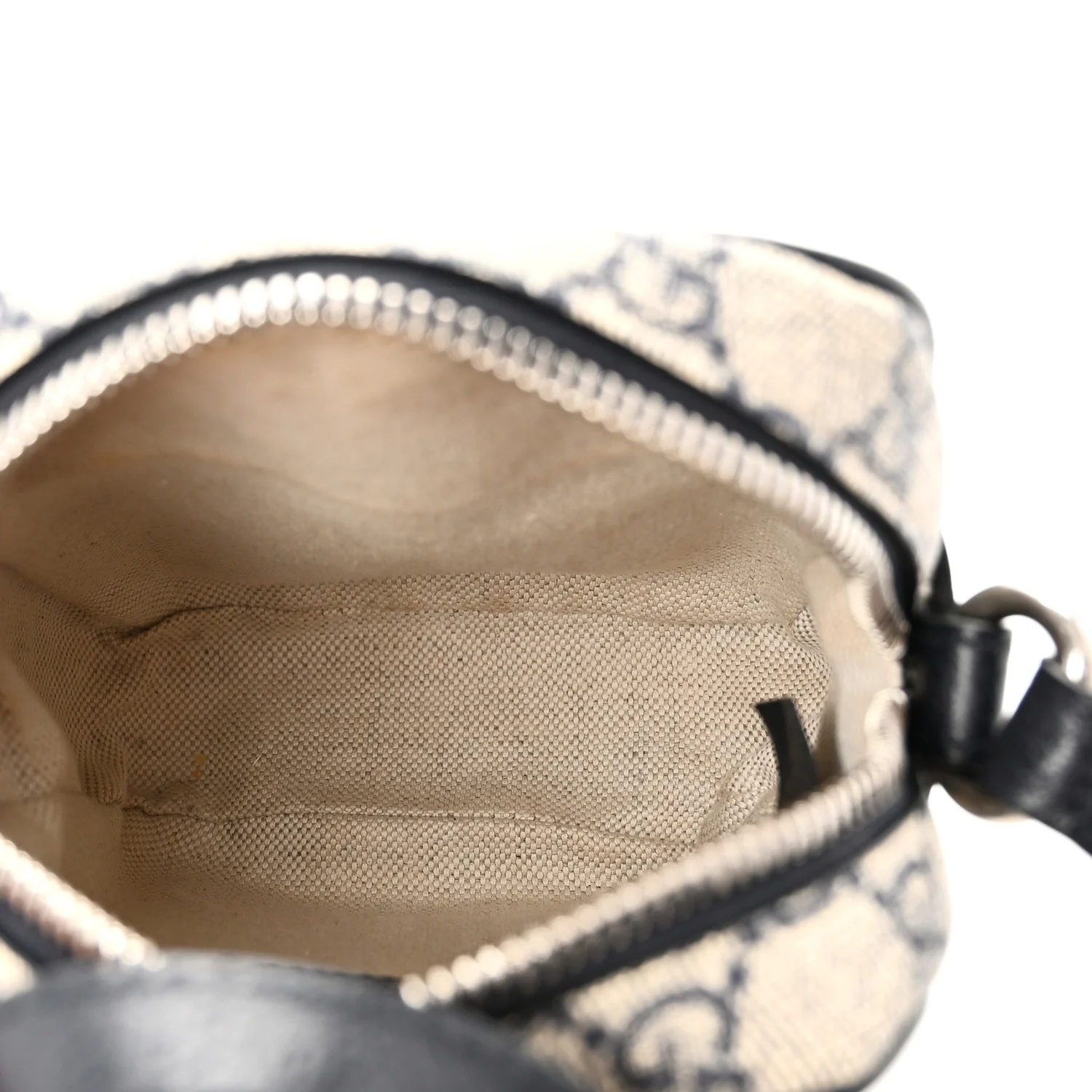 GG Supreme Monogram Textured Dollar Calfskin Web Mini Ophidia Double Zip Messenger Bag Beige Blue - Image 5