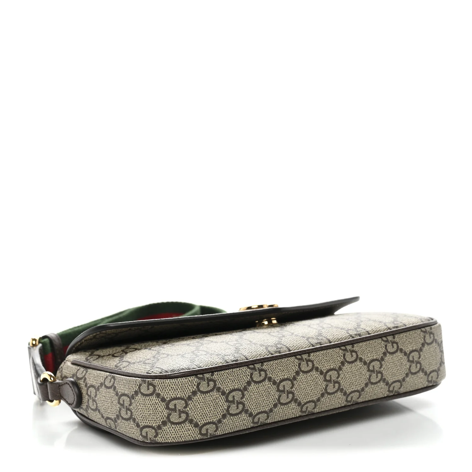 GG Supreme Monogram Textured Dollar Calfskin Web Mini Ophidia Envelope Shoulder Bag Beige Ebony New Acero - Image 4