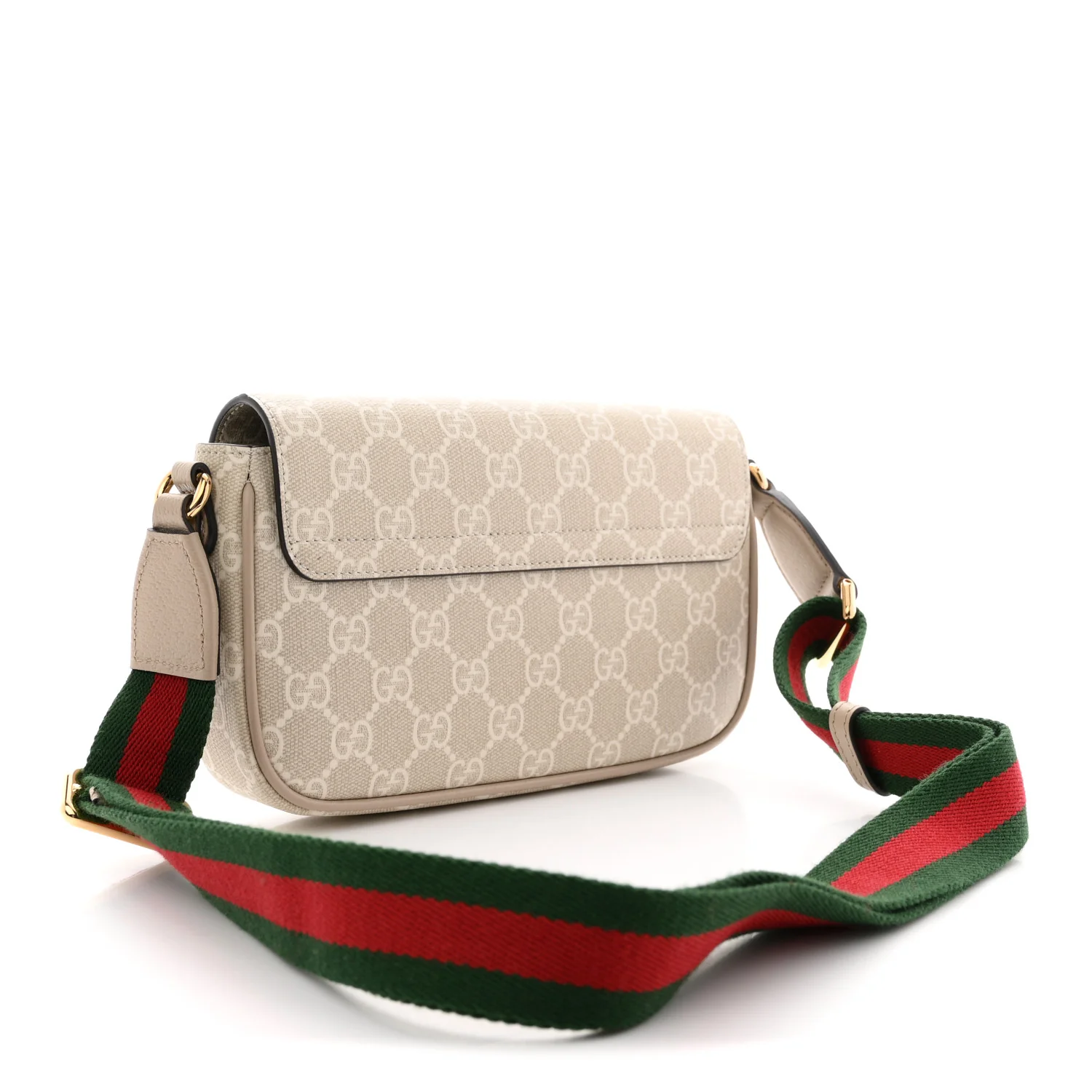 GG Supreme Monogram Textured Dollar Calfskin Web Mini Ophidia Envelope Shoulder Bag Beige Mystic White Oatmeal - Image 3