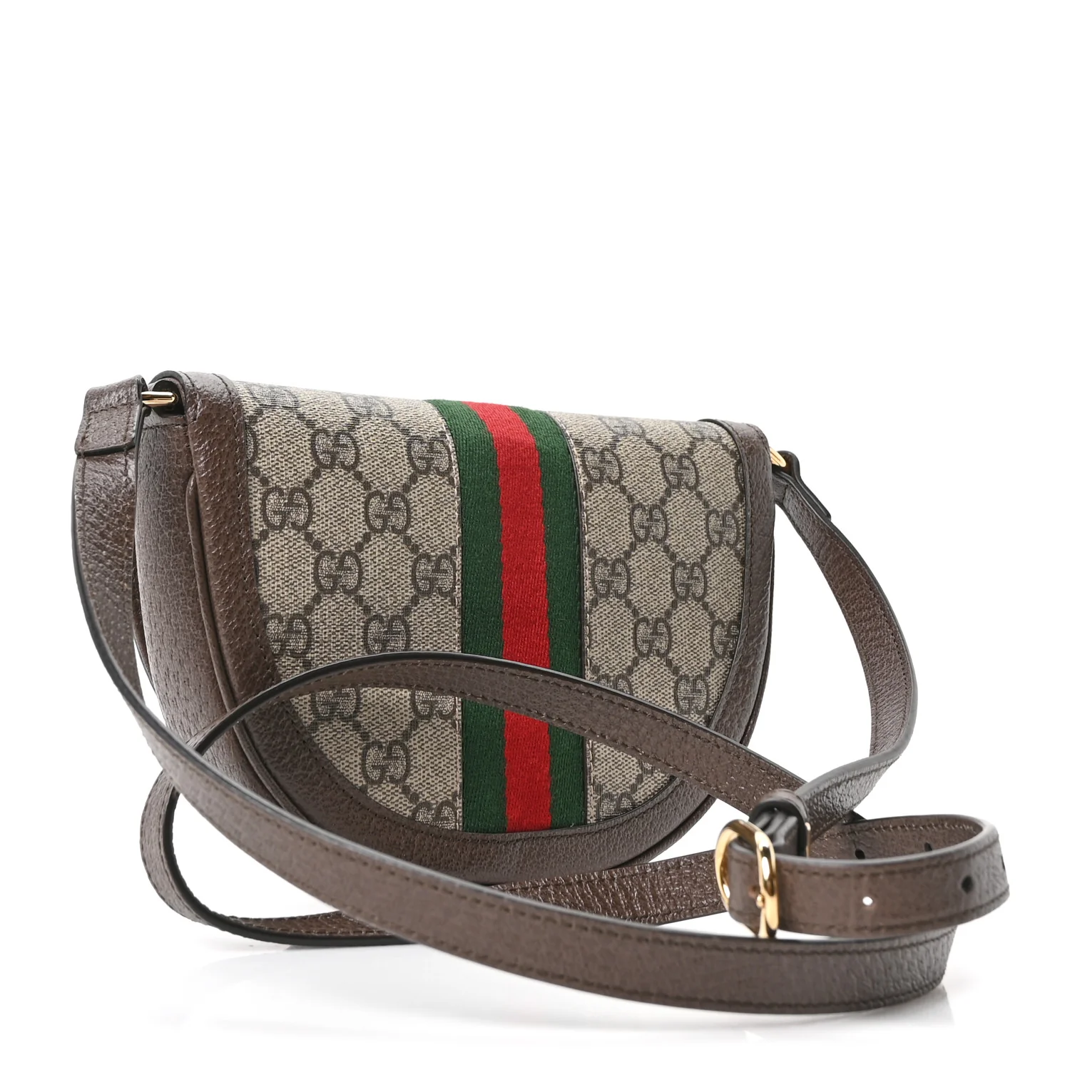 GG Supreme Monogram Textured Dollar Calfskin Web Mini Ophidia Flap Shoulder Bag Beige Ebony New Acero - Image 2