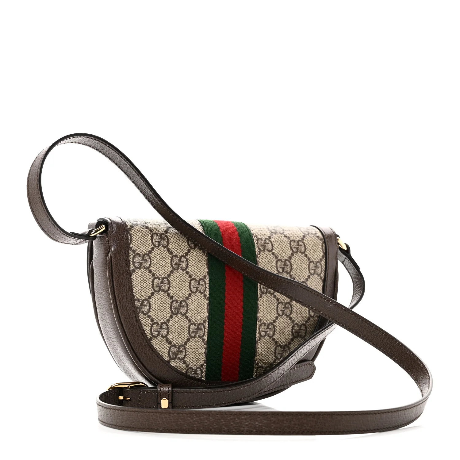 GG Supreme Monogram Textured Dollar Calfskin Web Mini Ophidia Flap Shoulder Bag Beige Ebony New Acero - Image 3