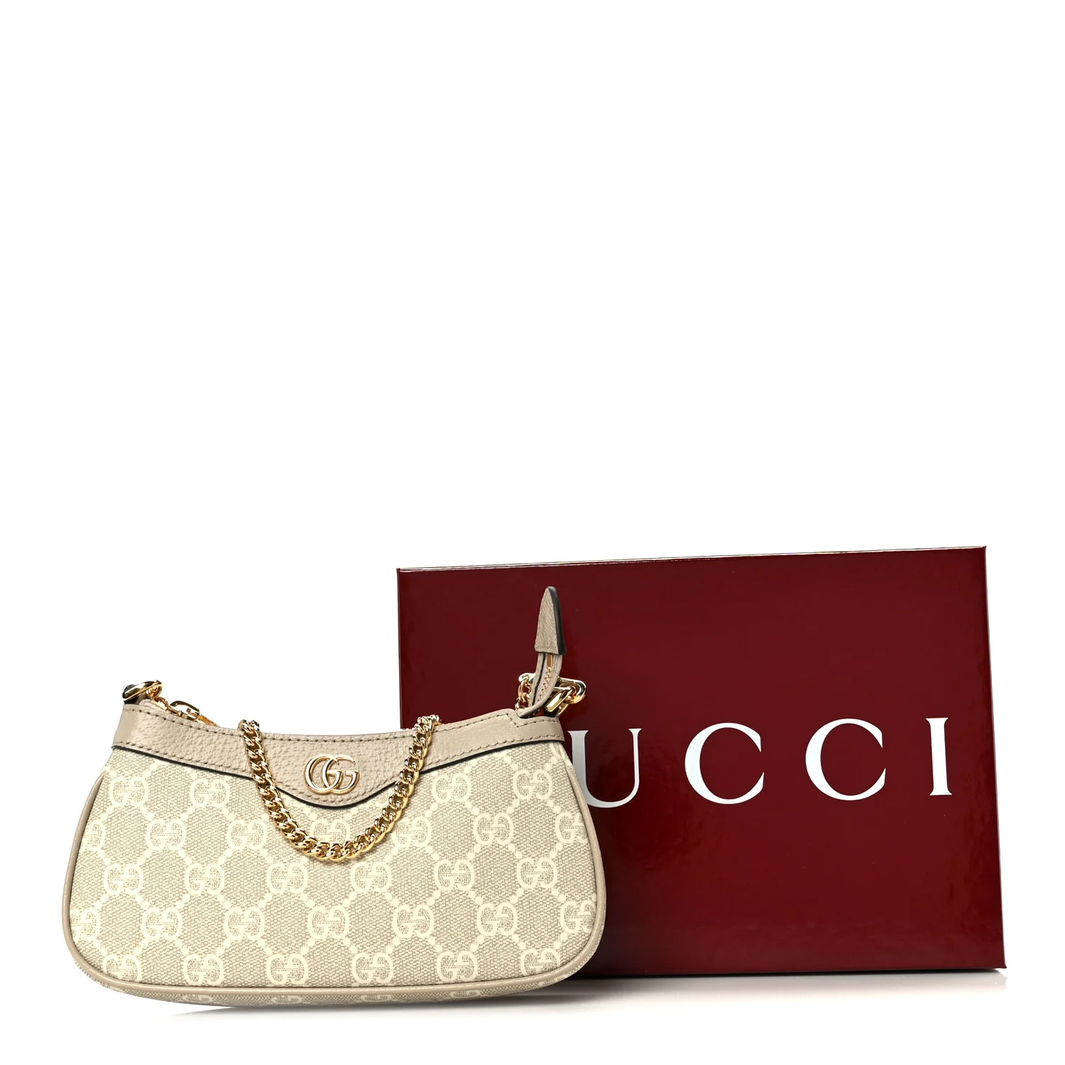 GG Supreme Monogram Textured Dollar Calfskin Web Mini Ophidia GG Handbag Beige Mystic White Oatmeal - Image 11