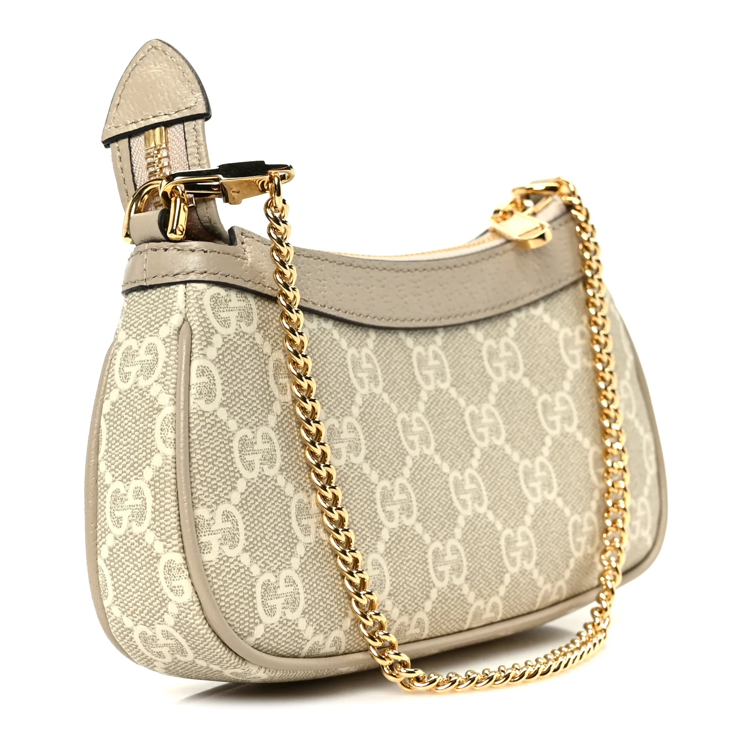 GG Supreme Monogram Textured Dollar Calfskin Web Mini Ophidia GG Handbag Beige Mystic White Oatmeal - Image 3