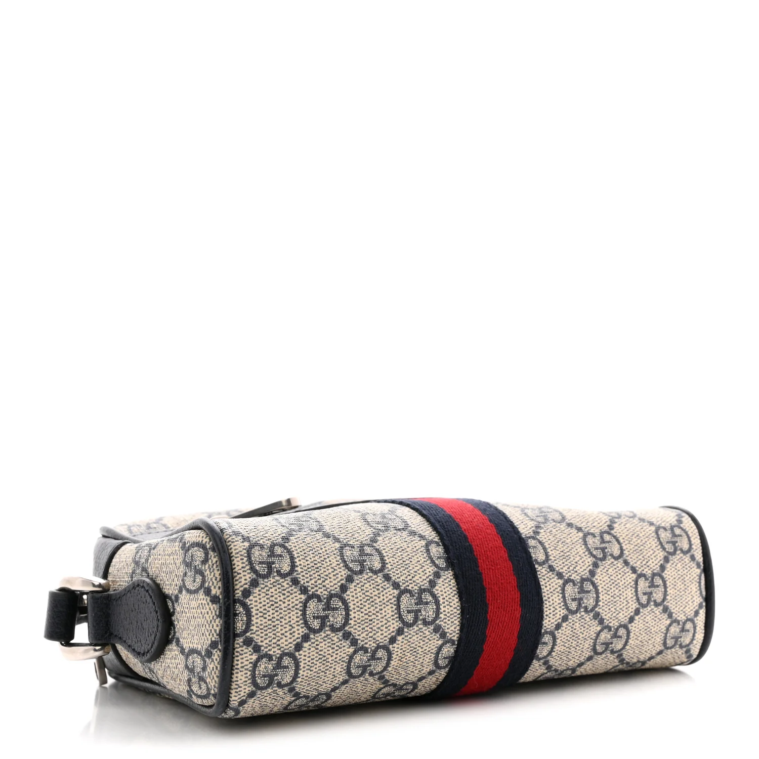 GG Supreme Monogram Textured Dollar Calfskin Web Mini Ophidia Shoulder Bag Beige Blue - Image 4