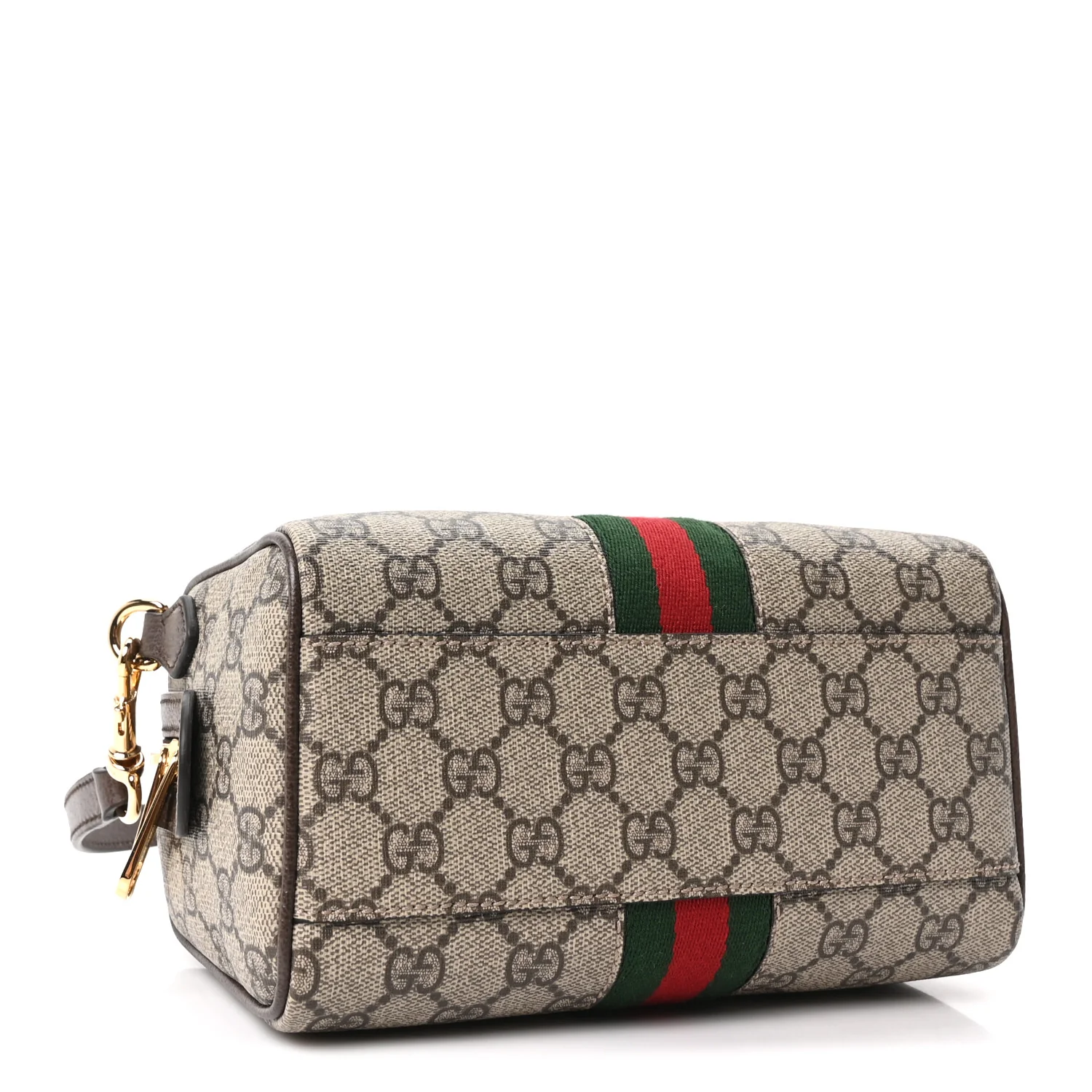 GG Supreme Monogram Textured Dollar Calfskin Web Mini Ophidia Top Handle Bag Beige Ebony New Acero - Image 4