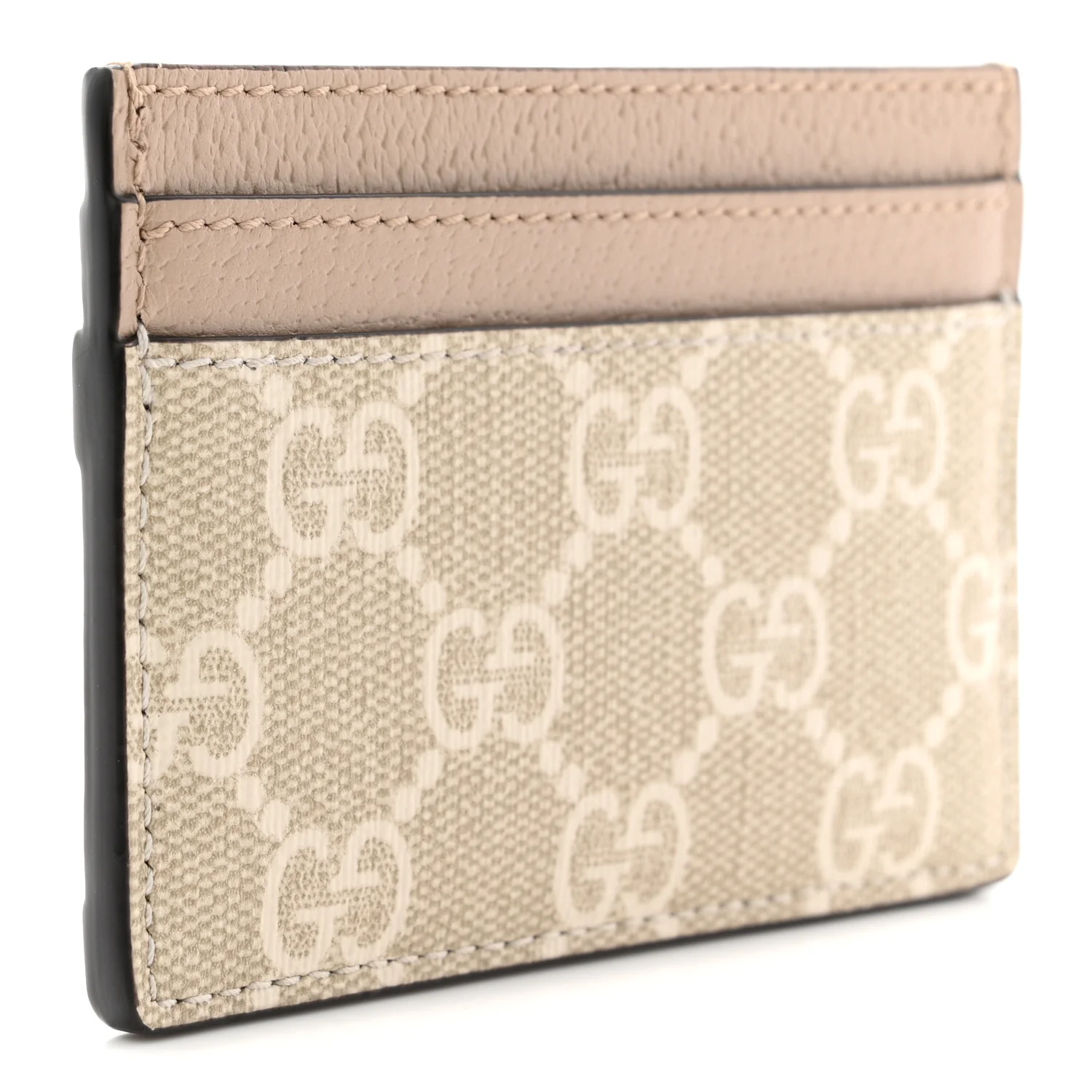 GG Supreme Monogram Textured Dollar Calfskin Web Ophidia Card Holder Beige Mystic White Oatmeal - Image 3