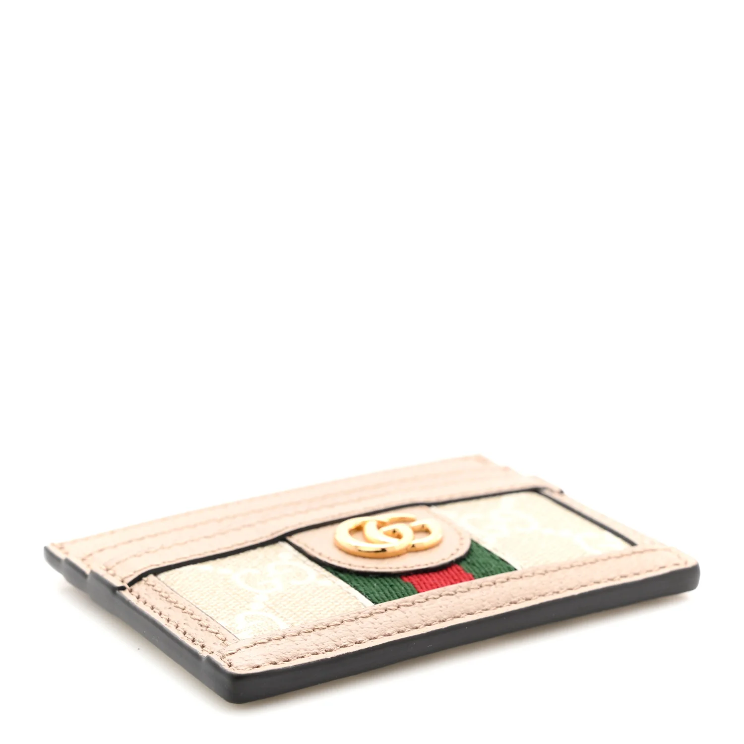 GG Supreme Monogram Textured Dollar Calfskin Web Ophidia Card Holder Beige Mystic White Oatmeal - Image 4