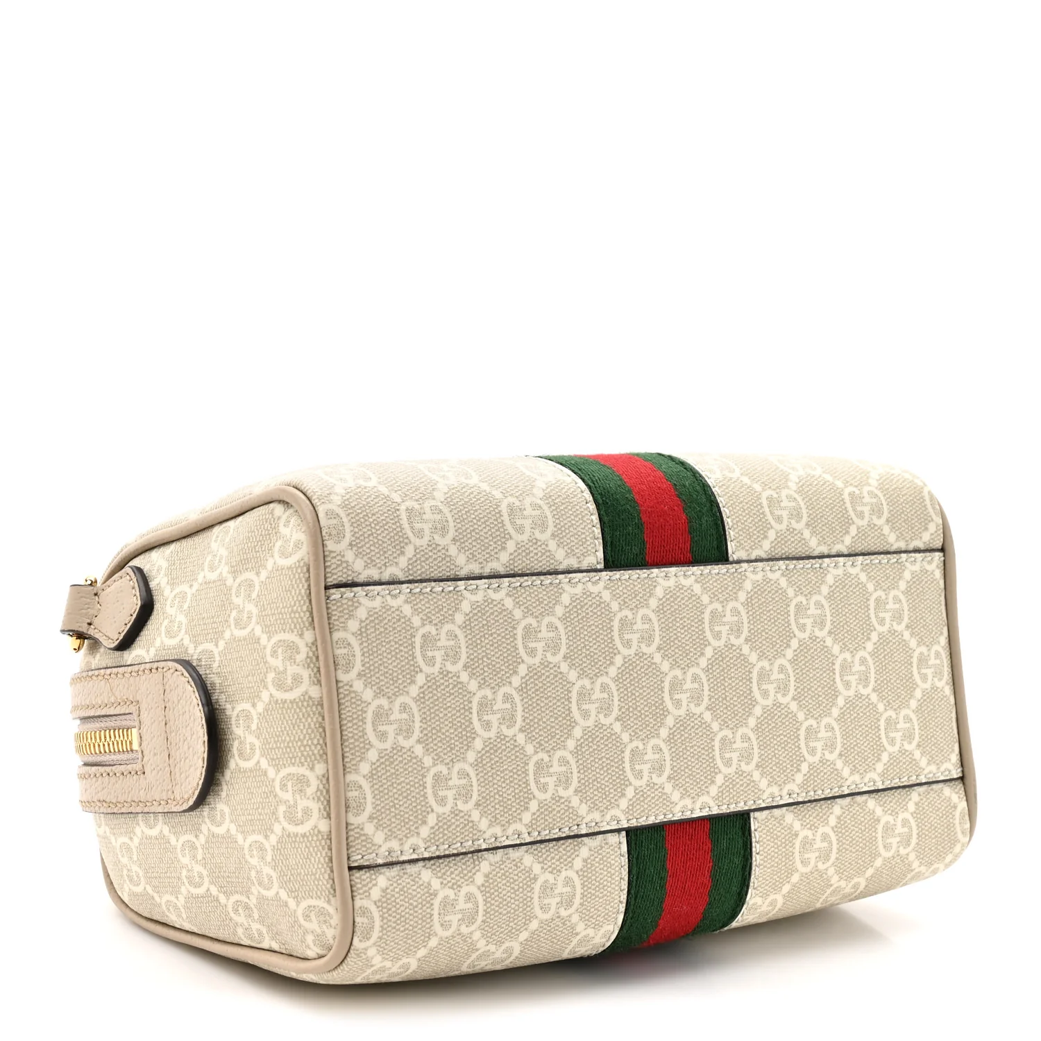 GG Supreme Monogram Textured Dollar Calfskin Web Ophidia Mini Top Handle Bag Beige Mystic White Oatmeal - Image 4