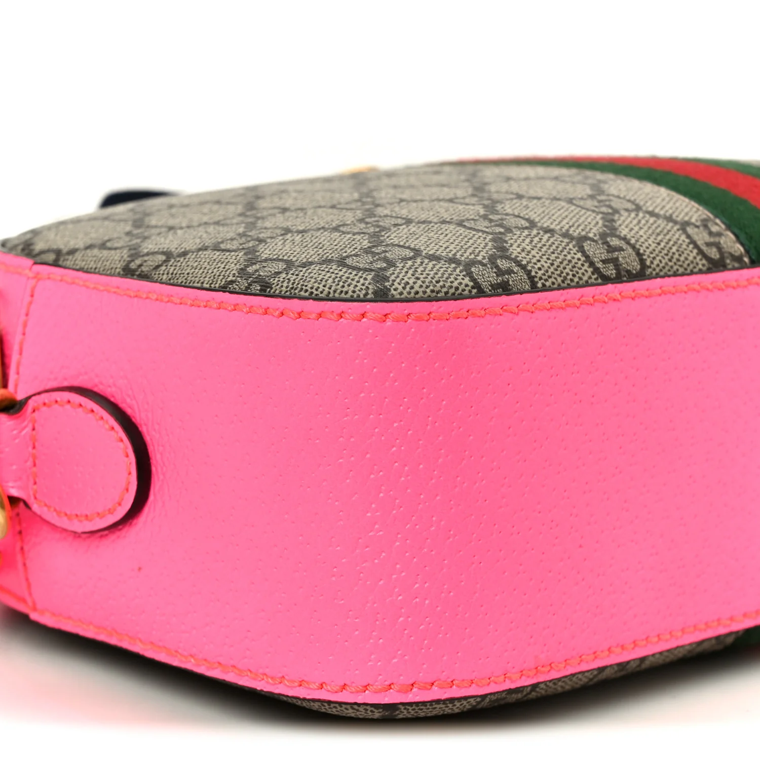 GG Supreme Monogram Textured Dollar Calfskin Web Ophidia Small Crossbody Bag Beige Ebony Fuchsia - Image 9
