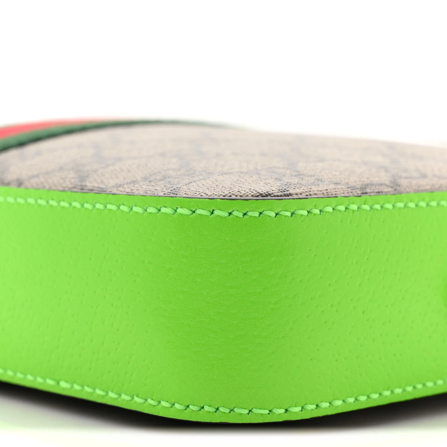 GG Supreme Monogram Textured Dollar Calfskin Web Ophidia Wristlet Shoulder Bag Beige Ebony Green - Image 10