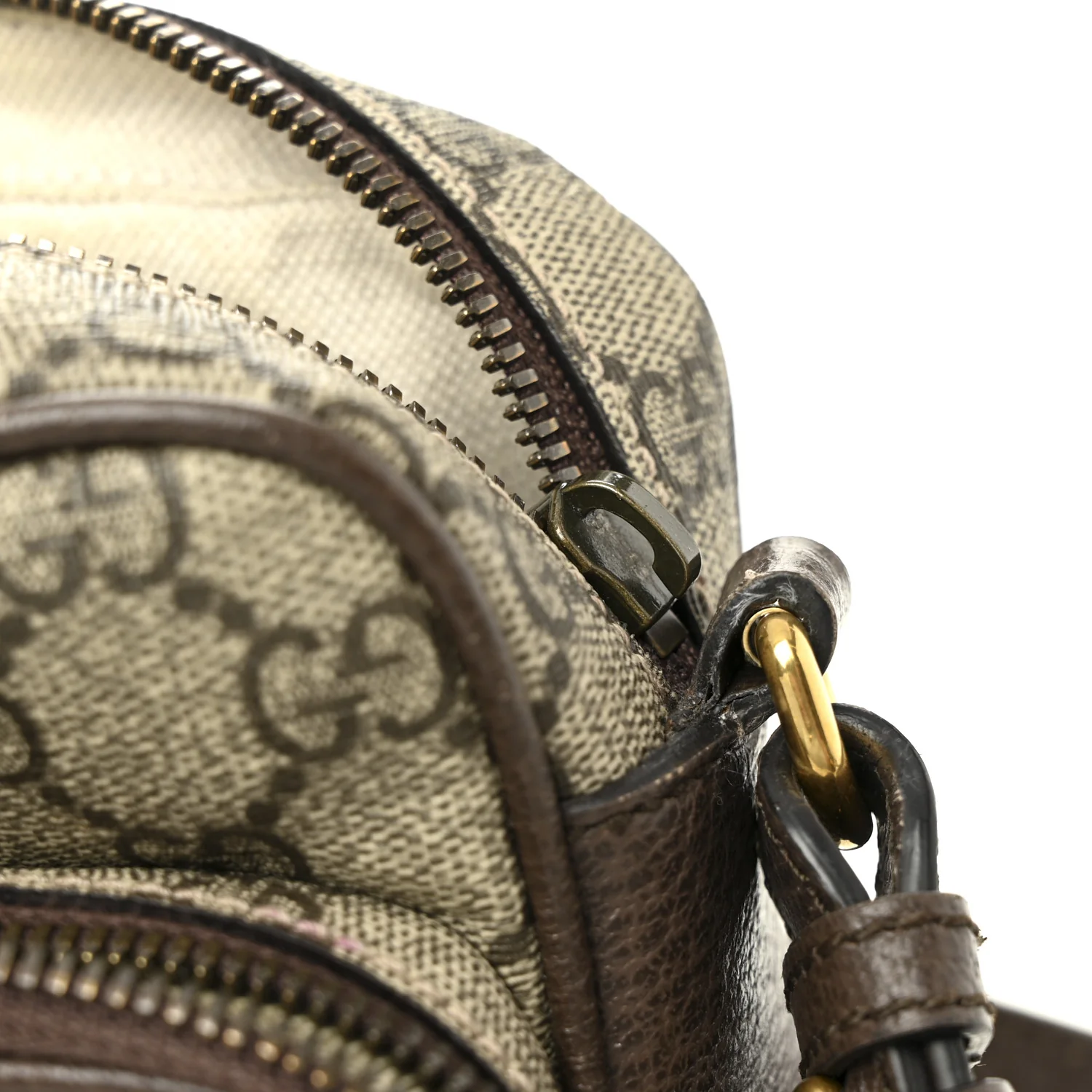 GG Supreme Monogram Textured Dollar Calfskin Web Small Ophidia Convertible Shoulder Bag Beige Ebony New Acero - Image 13
